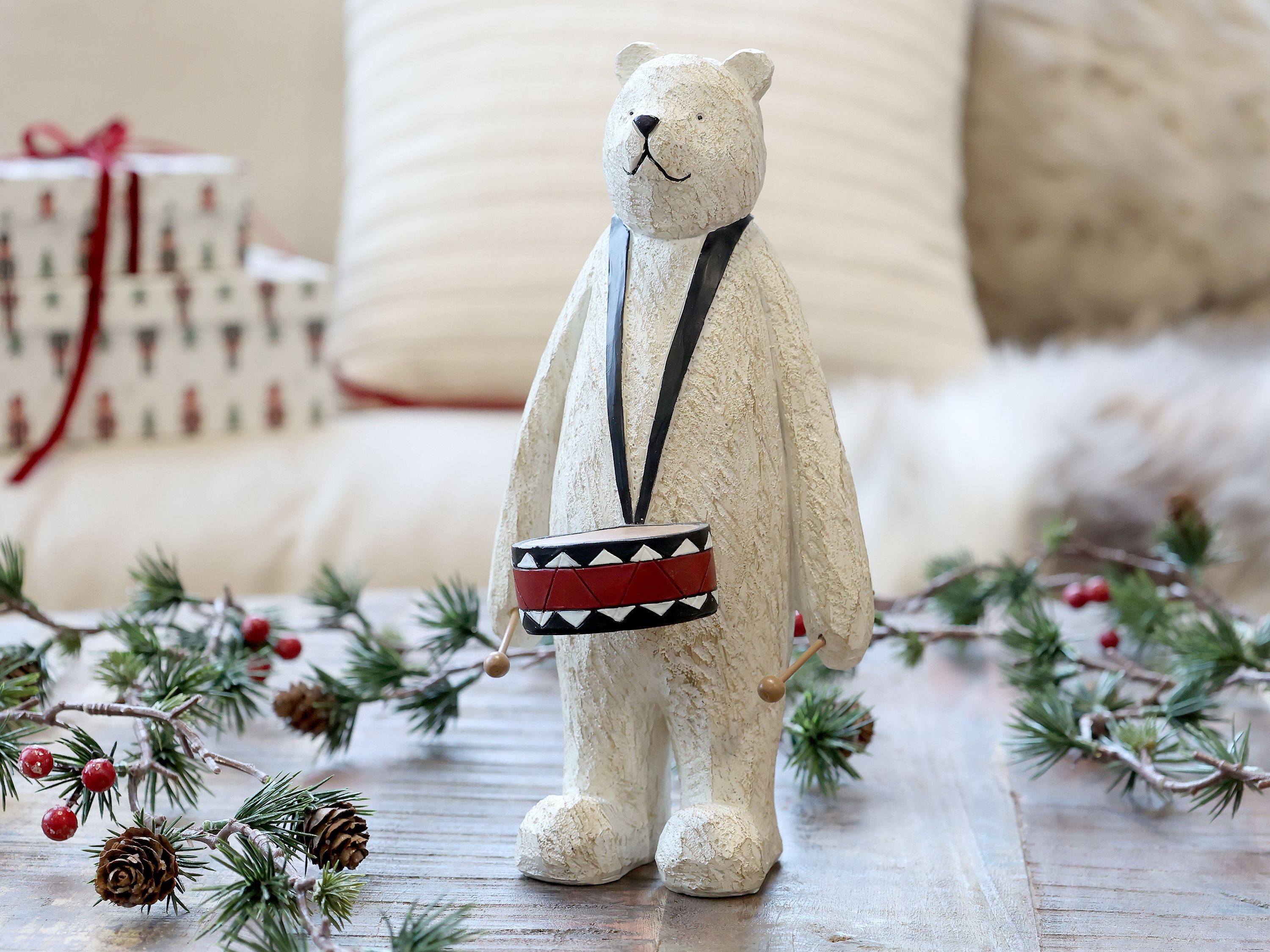 Chic Antique Dekofigur Bär mit Trommel Weihnachten H25/L12,5/B12 cm antique günstig online kaufen