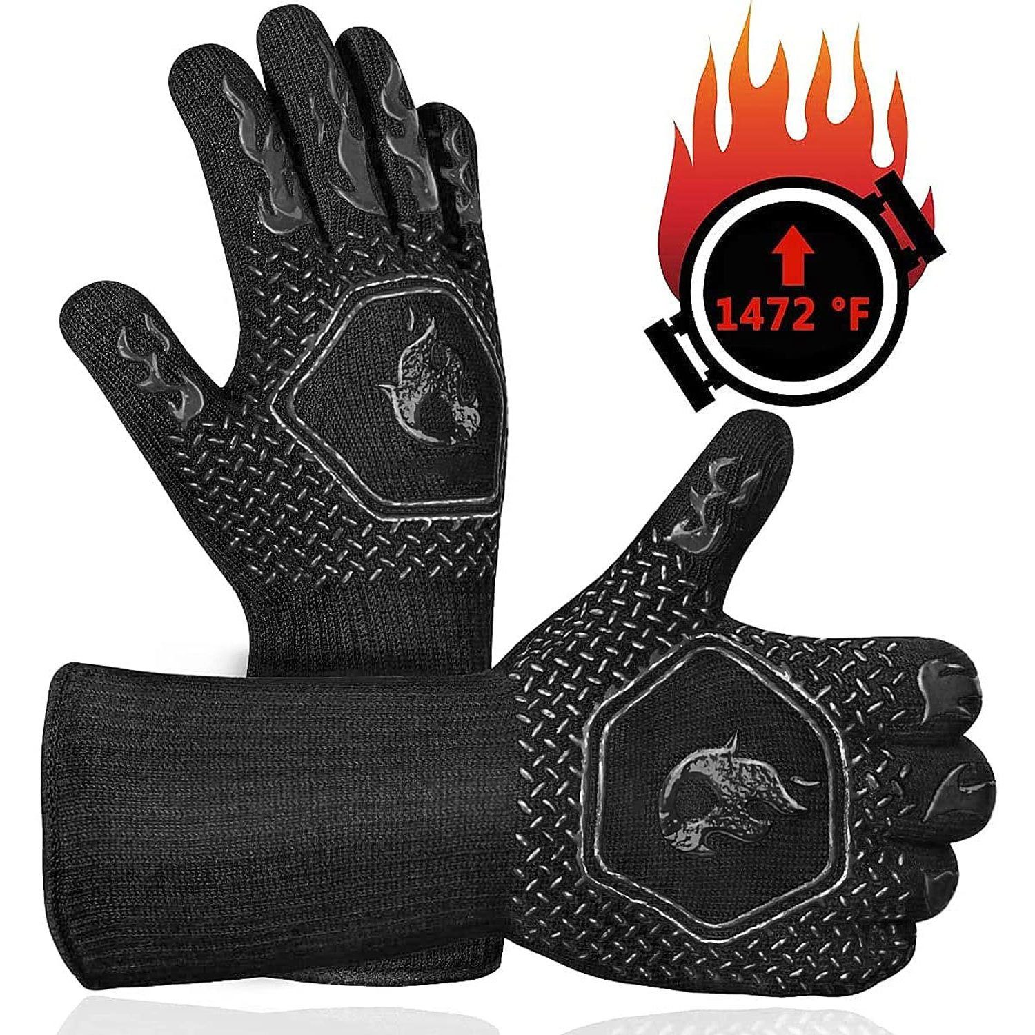 autolock Grillhandschuhe Schwarz rutschfeste Backhandschuhe Ofenhandschuhe BBQ Gloves - 1 Paar | Grillhandschuhe