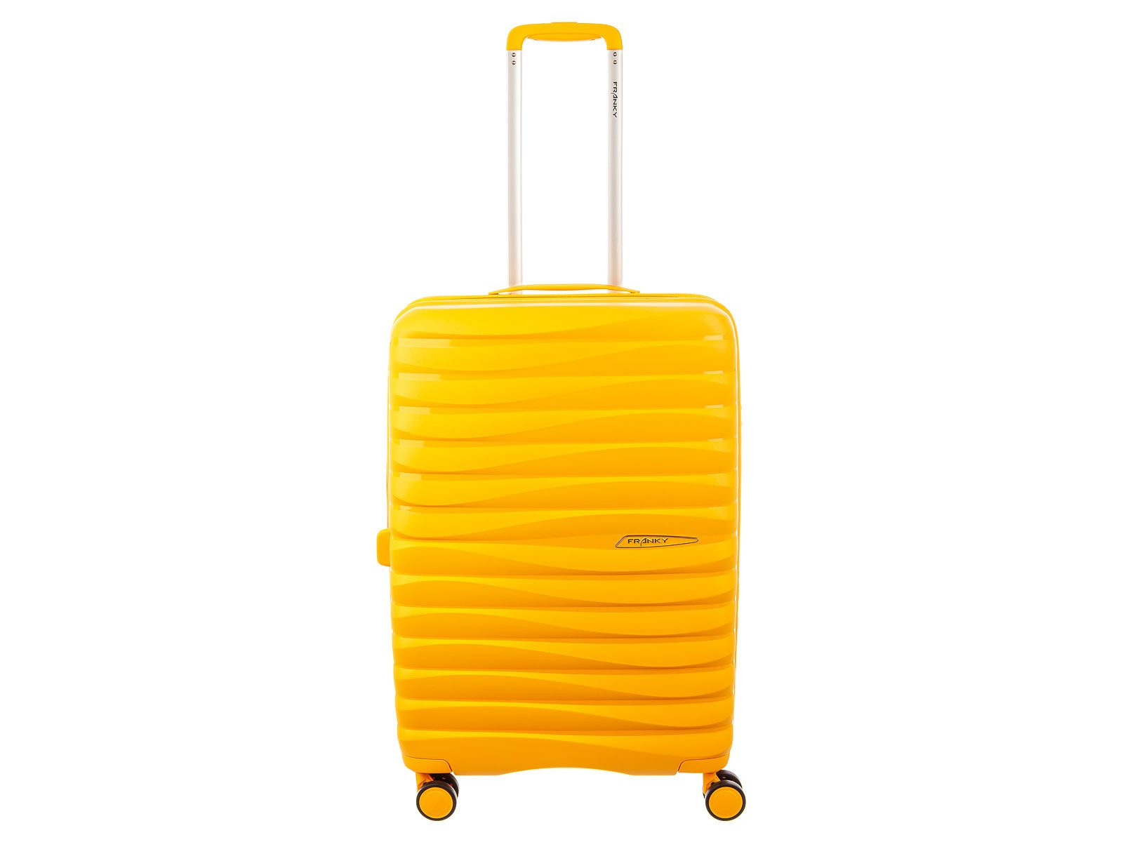 Franky Hartschalen-Trolley PP18 Trolley Hartschalenkoffer Spinner Gr. M, 4 Doppelrollen Rollen, Dehnfalte TSA Schloss