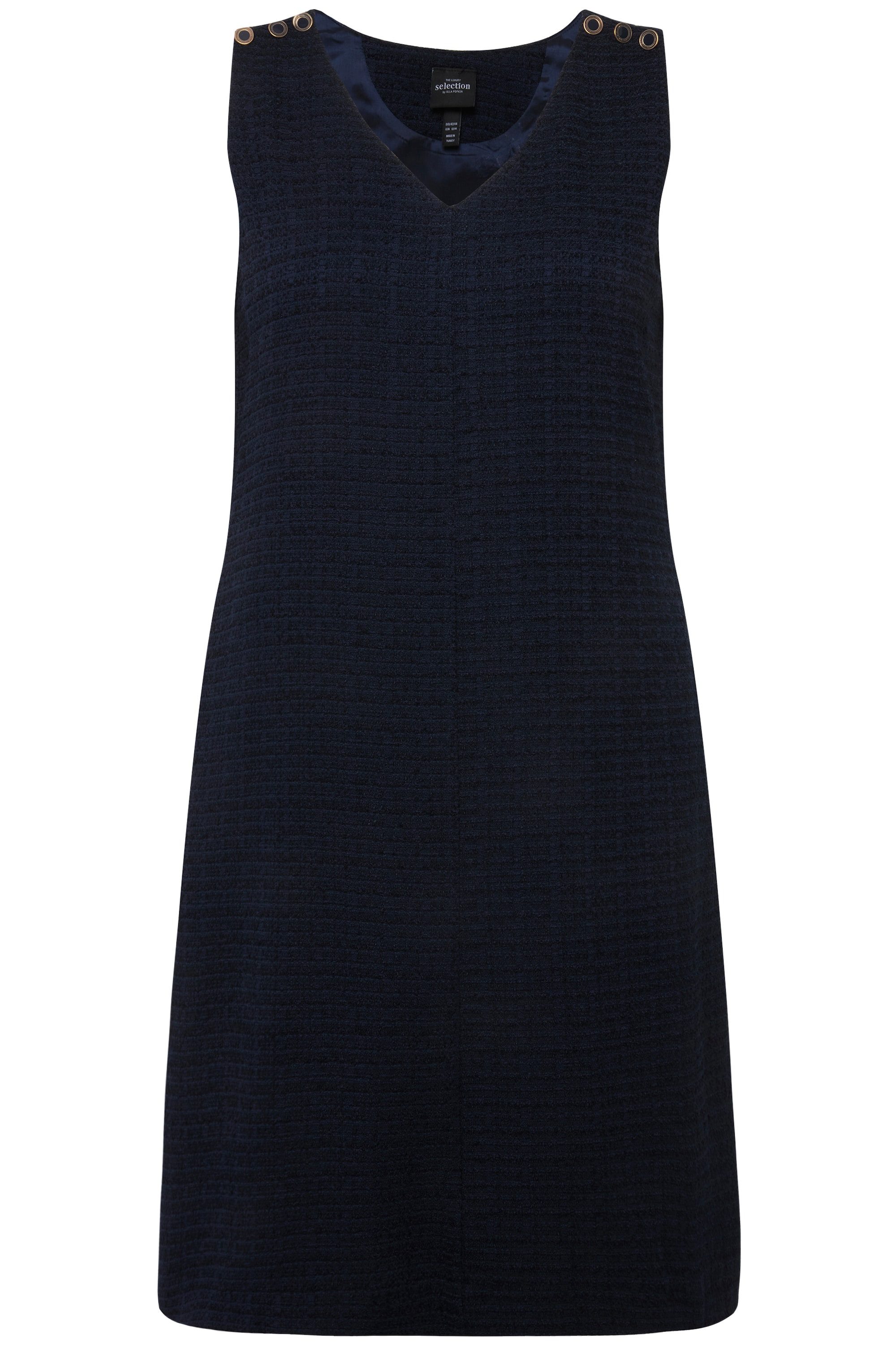 Ulla Popken Midikleid Bouclé-Kleid A-Linie V-Ausschnitt günstig online kaufen