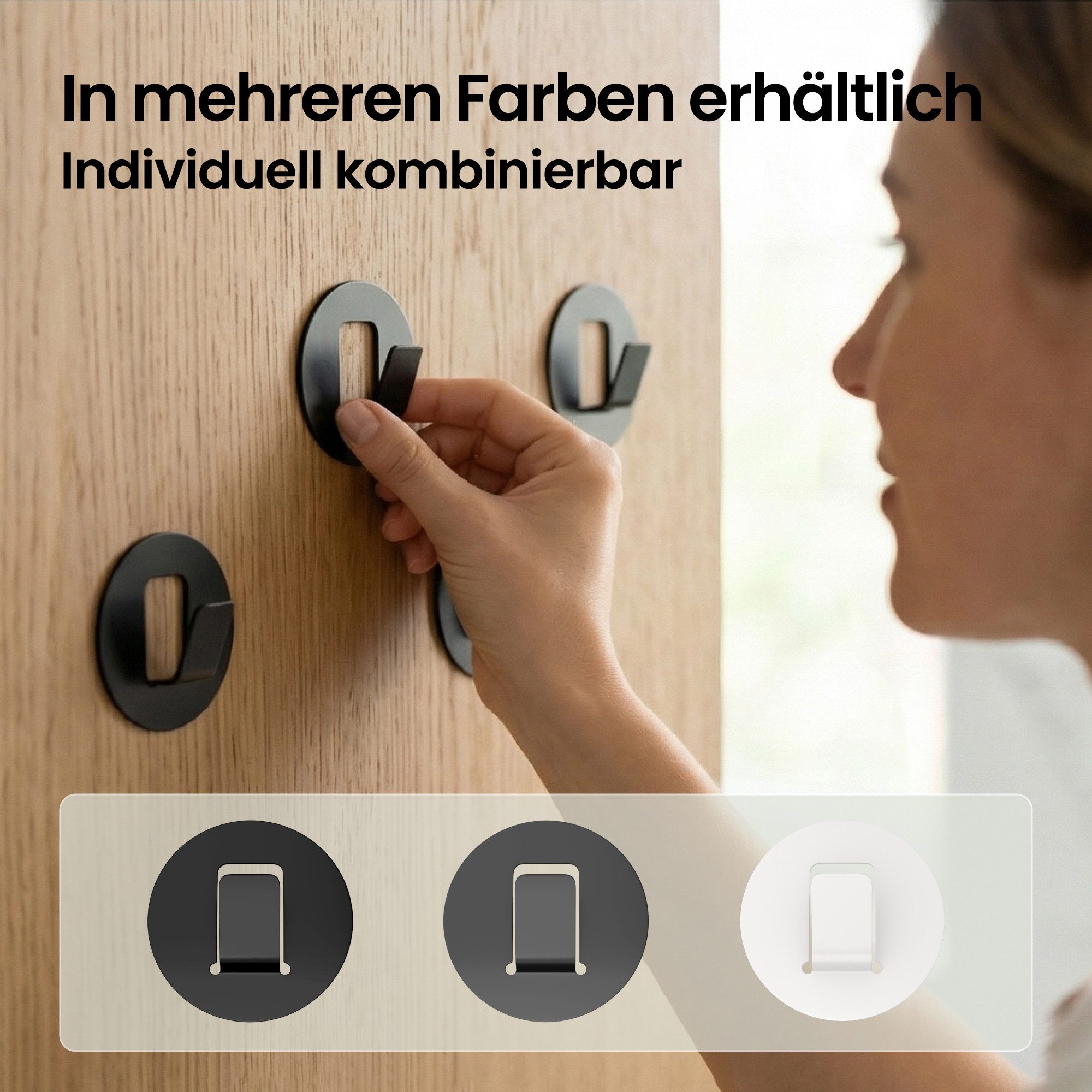 Mai & Mai Wandhaken Kleiderhaken Garderobenhaken 4 Stück ohne Bohren Alu Stalo-16, Flur, Schlafzimmer, Küche, Badezimmer, (4-St), Korrosions- und rostbeständig,Glatt und pflegeleicht