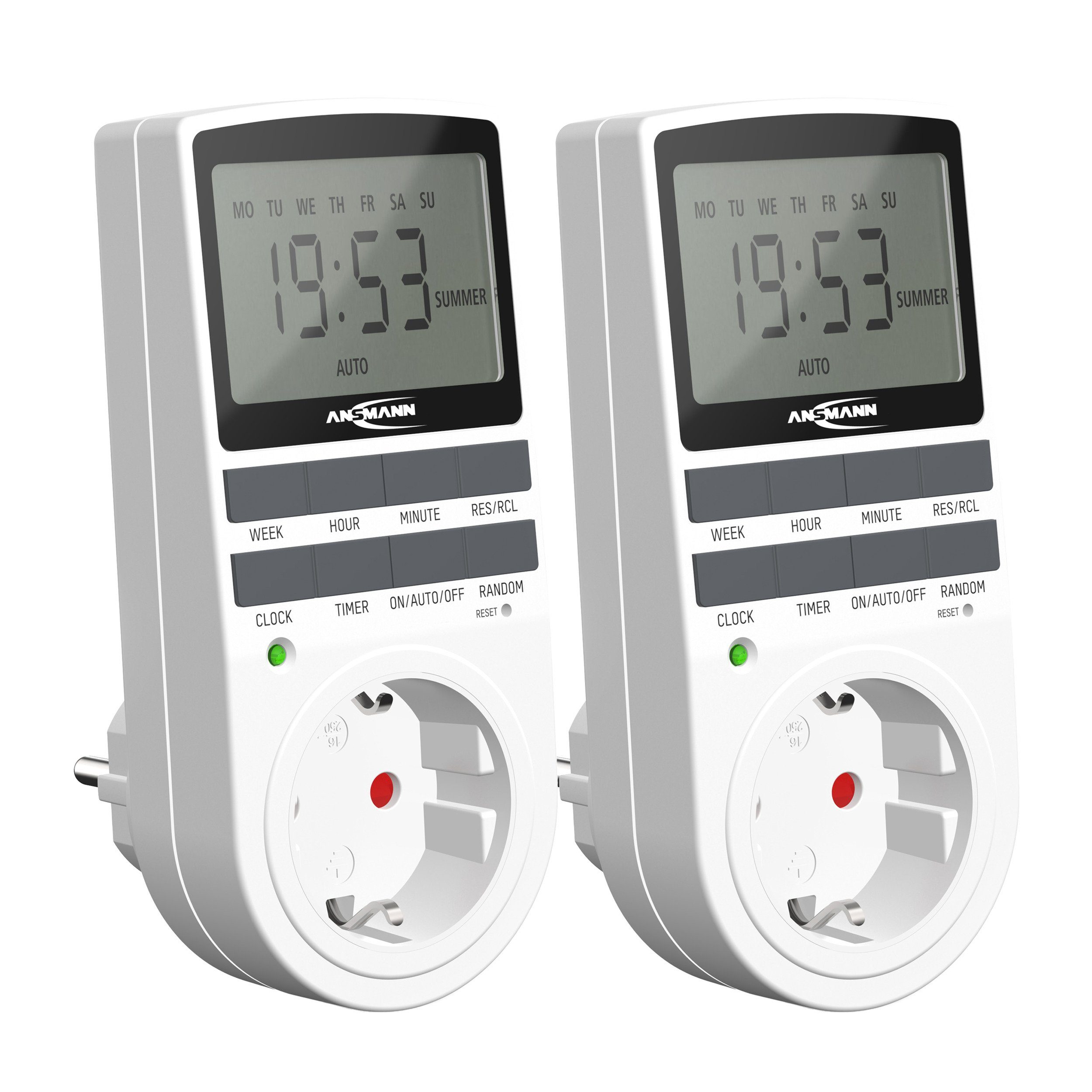 Zeitschaltuhr 2x digitale Wochenzeitschaltuhr, LCD-Display 3680W, 10 Schaltzeiteiten