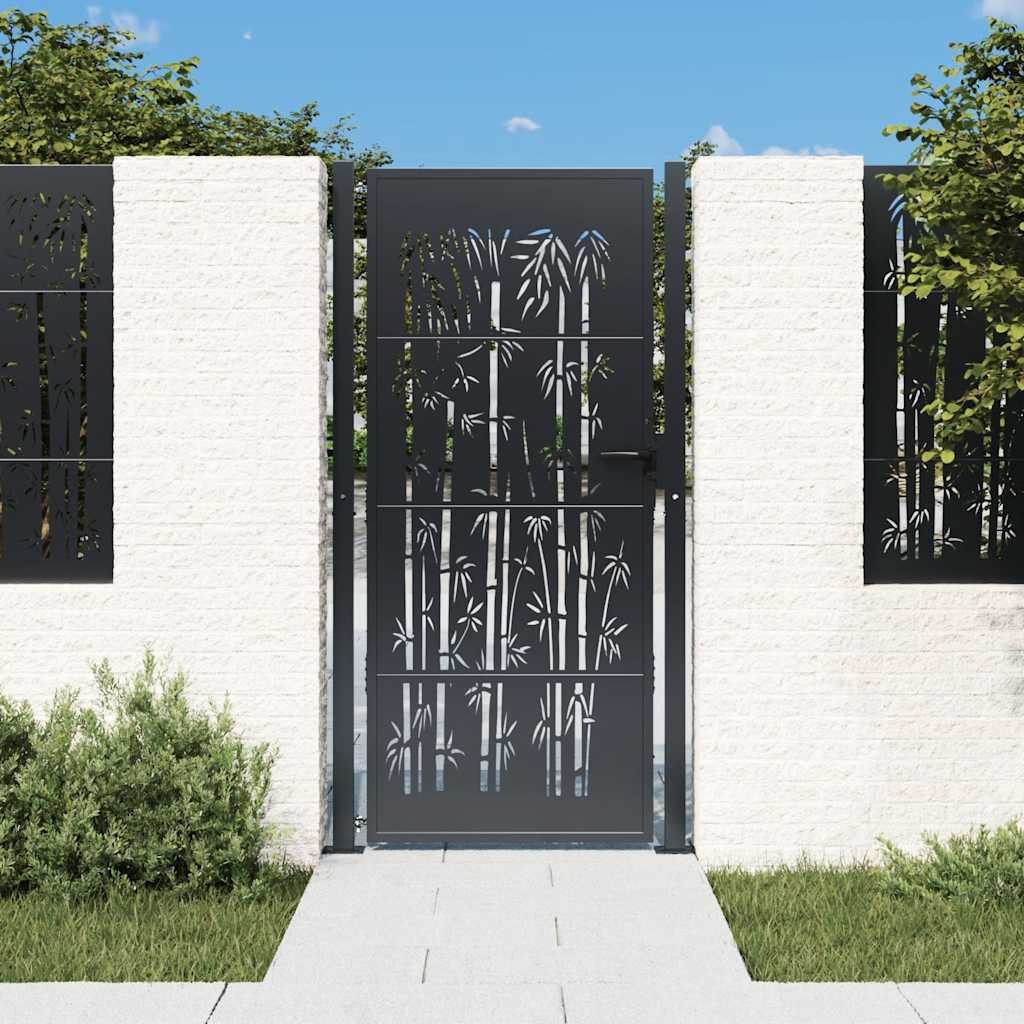 vidaXL Gartentor Gartentor Anthrazit 100x175 cm Stahl Bambus-Design
