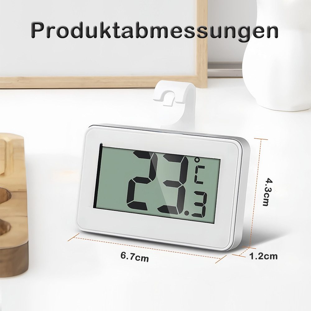 AFKSMILE Kühlschrankthermometer 2 Kühlschrankthermometer leicht lesbares digitales-Display Thermometer, Magnet- und Hakenaufhänge für Gefrierfach, Lagerung, Kühlschrank