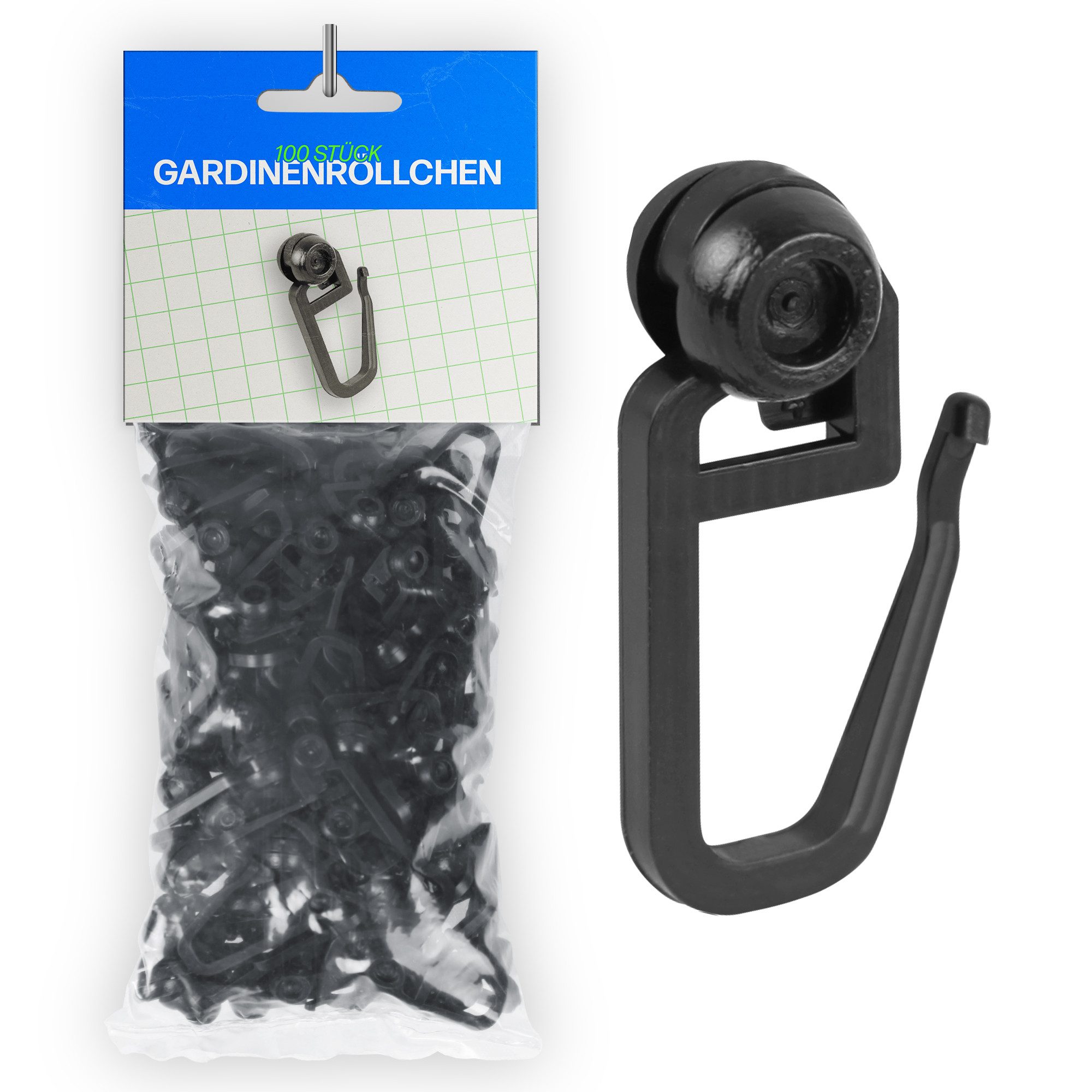 Bestlivings Gardinenröllchen Rollendurchmesser Ø8mm, Gardinenschienen mit Innenlauf, (100-St), für Innenlauf 4–6mm (Weiß) für Kräuselband, Faltenband, Universalband