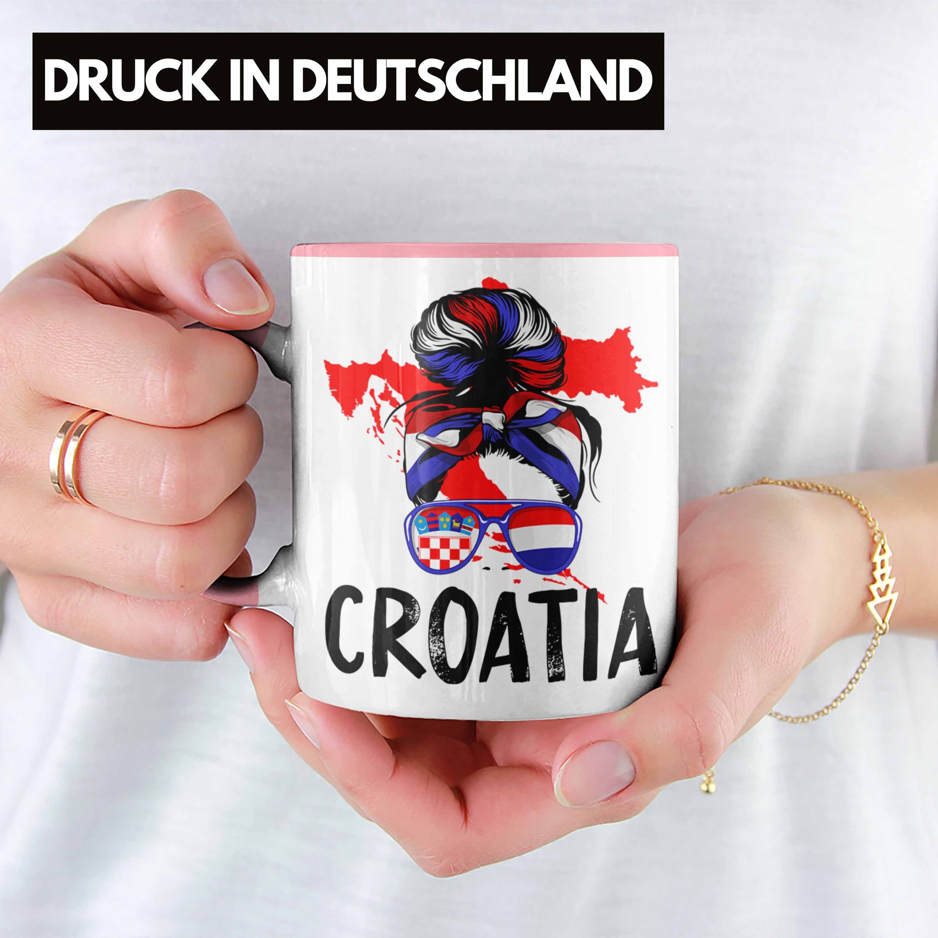 Trendation Rosa Kroatische Tasse Heimat Kroatien für Geschenkide Croatia Geschenk Tasse Frau
