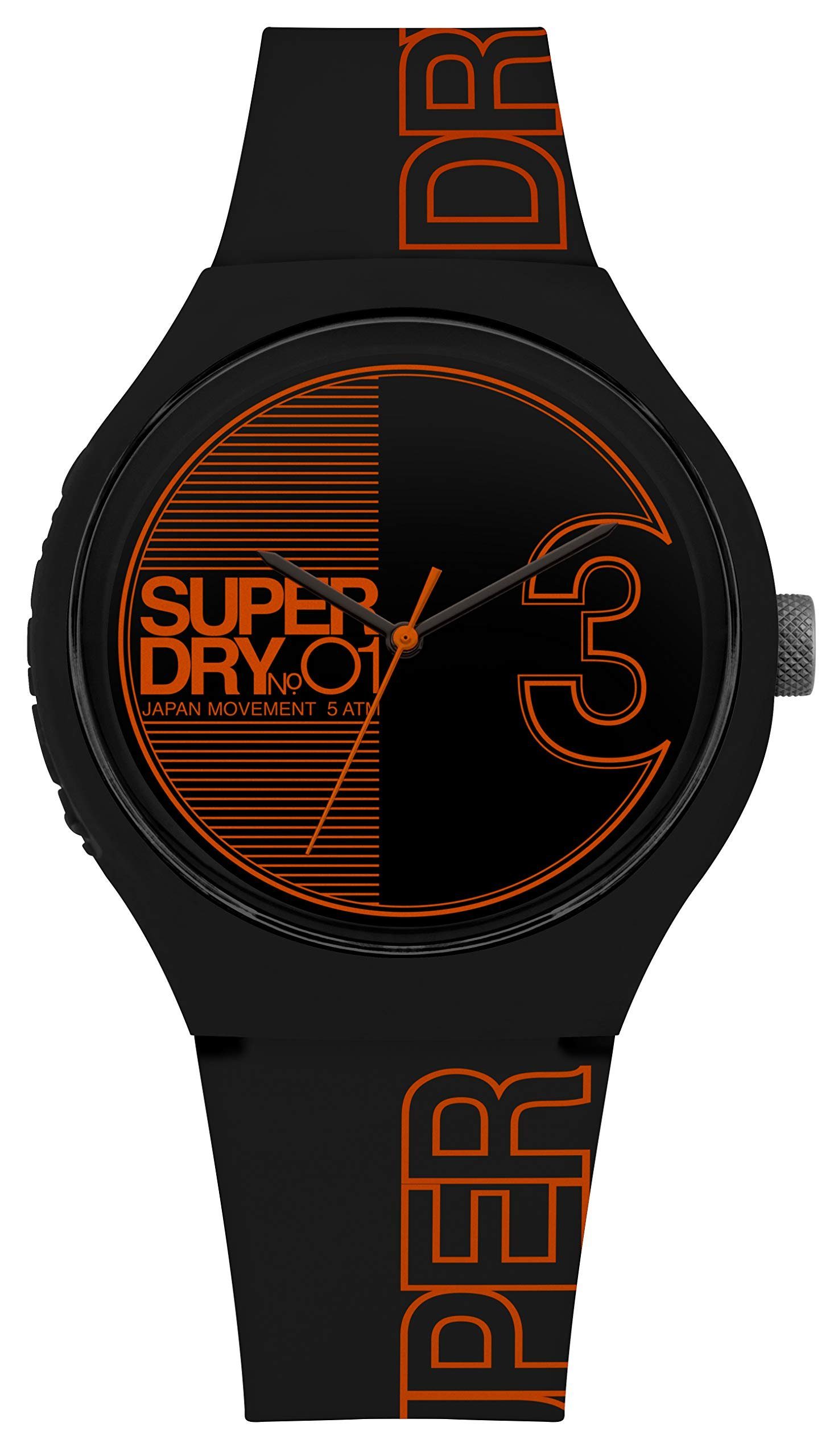 Superdry Quarzuhr, Herren Analog Quarz Uhr mit Silikon Armband SYG239BO