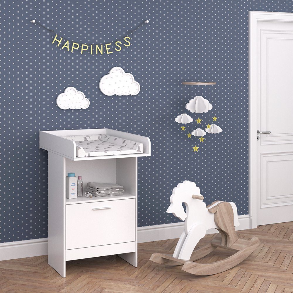 Vicco Wickelkommode Leo, Weiß, 60 x 103 cm mit Schublade