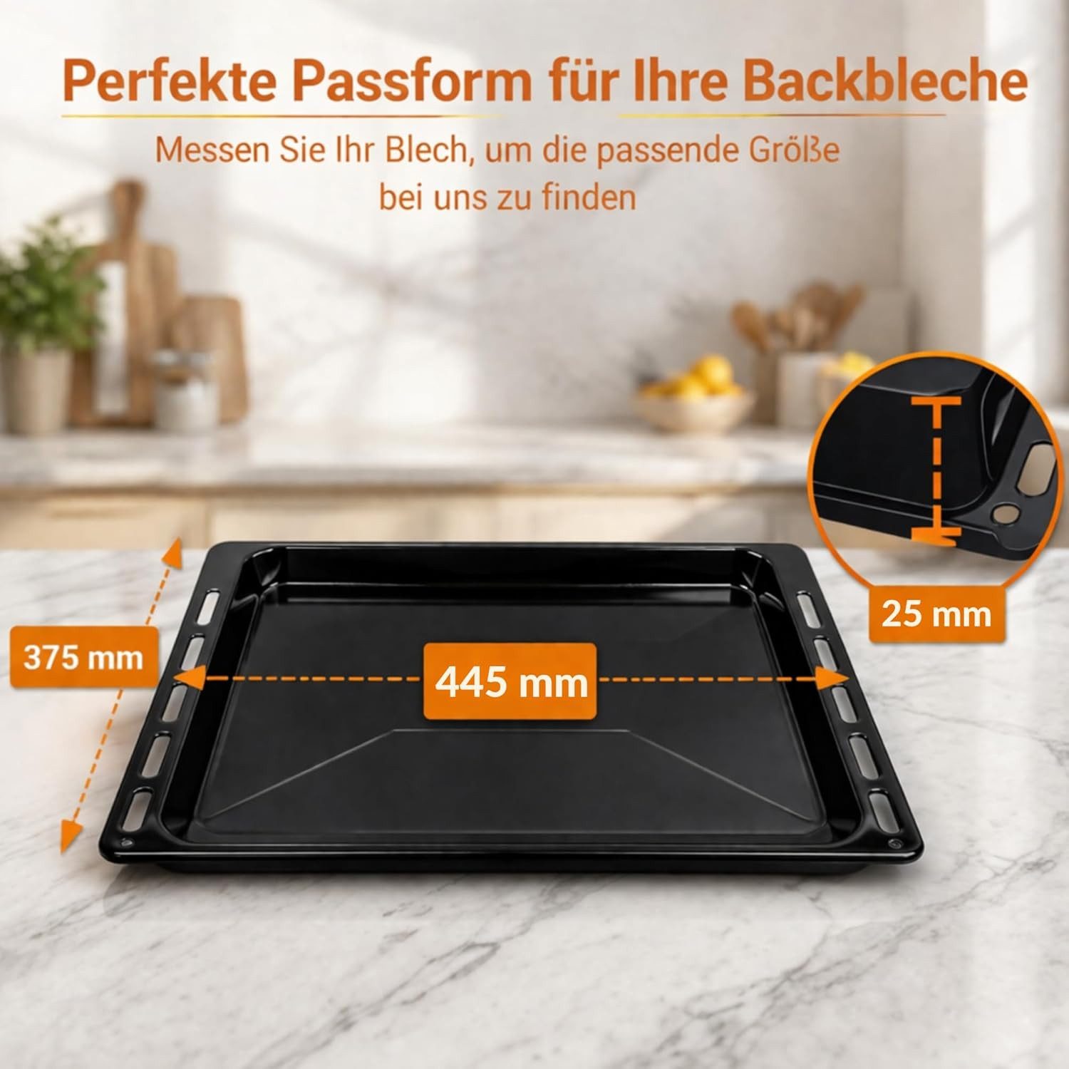optimumX Backblech Emailliert Backblech, rechteckige Fettpfanne/Kuchenblech für Backofen, Emailliert, Extra Tiefe Emaillierte Fettpfanne, Kratzfest & Rostfrei