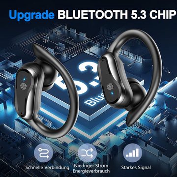 GelldG Bluetooth Kopfhörer Sport, (HiFi Earbuds, ENC Noise Cancelling Mics) Kopfhörer (Stereo USB-C, mit geschlossener)