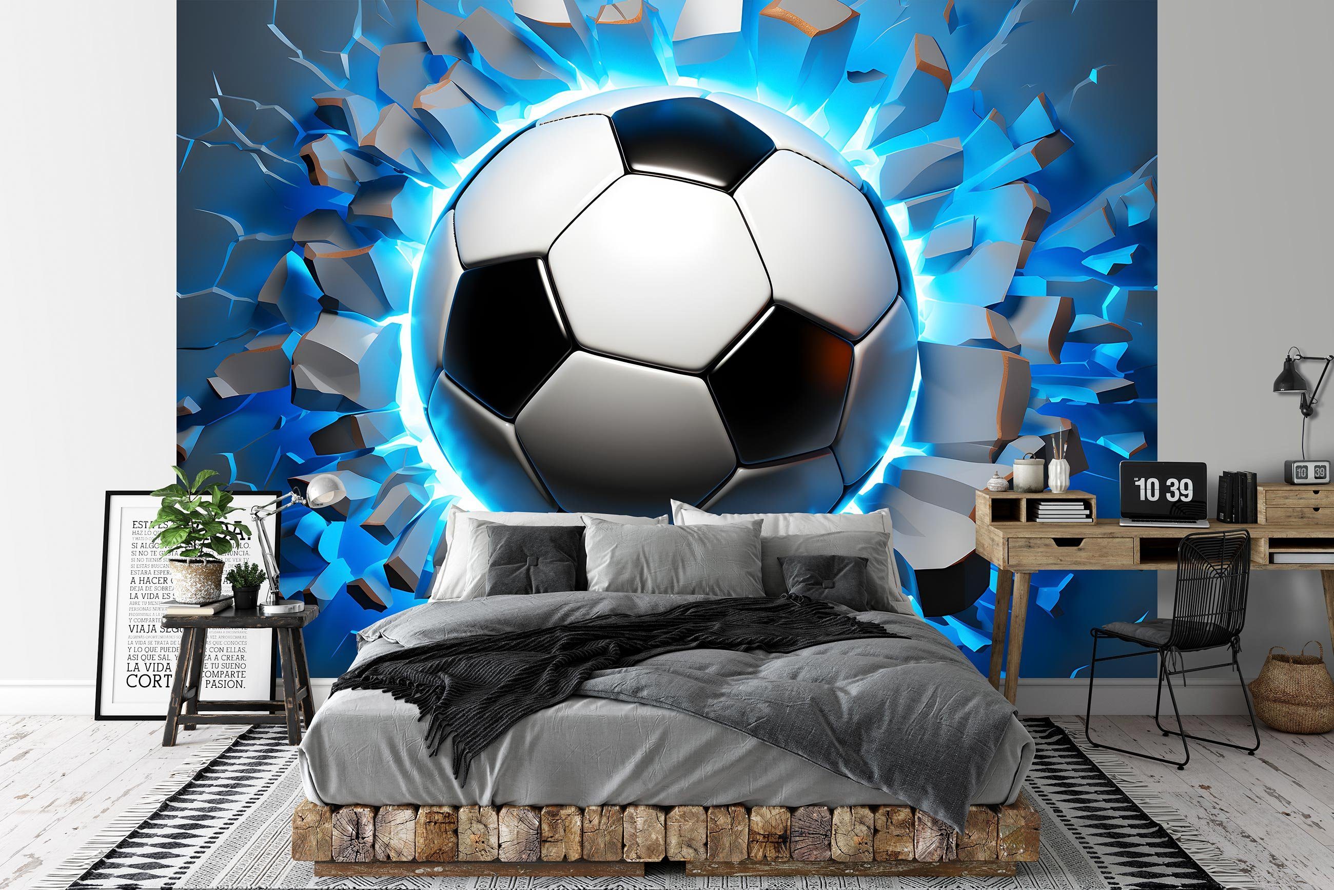 Wallarena Fototapete Kinderzimmer Jungen Fußball 3D Effekt Vlies Tapete Vli günstig online kaufen