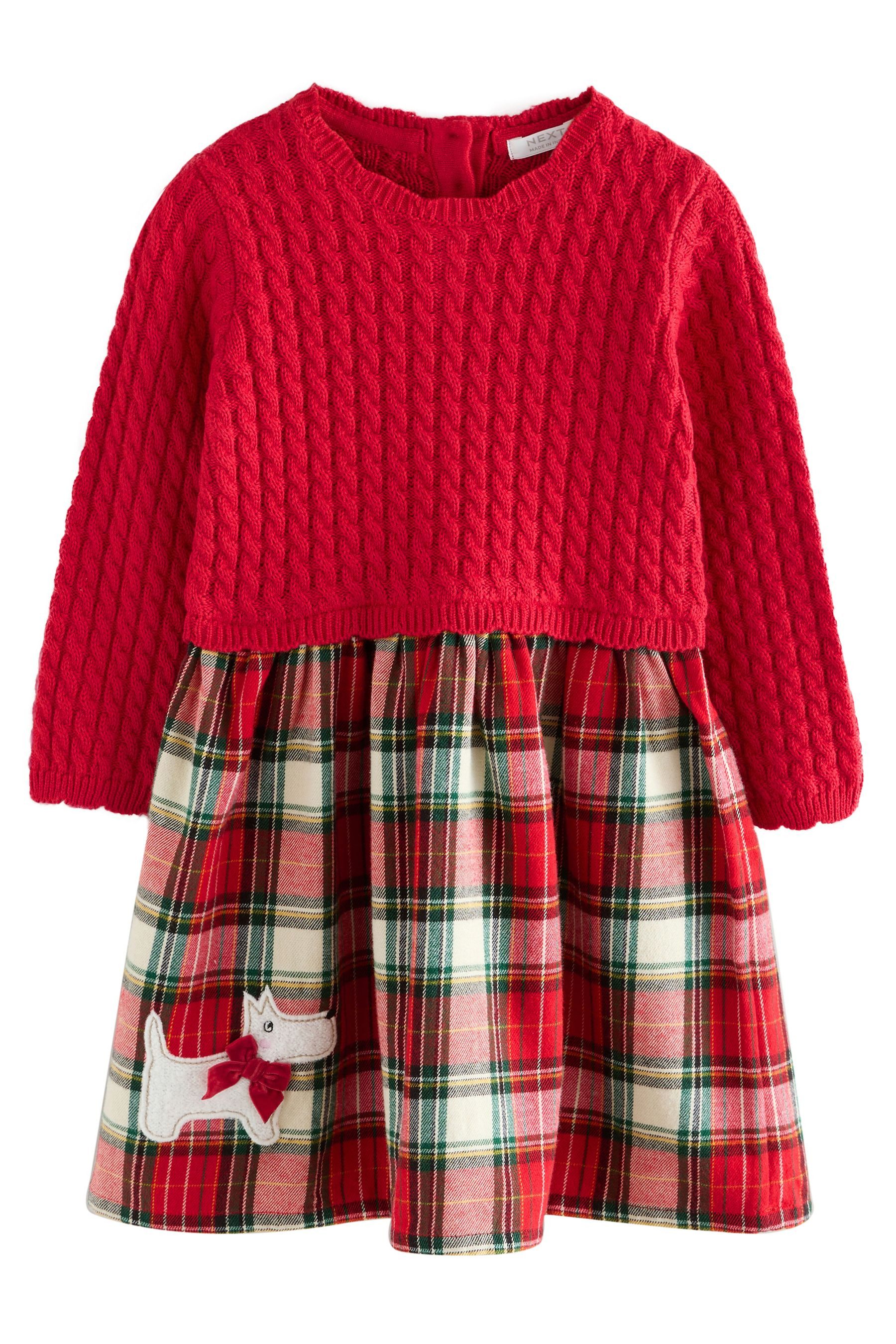 Next Strickkleid Strickkleid im Schottenmuster (1-tlg) günstig online kaufen