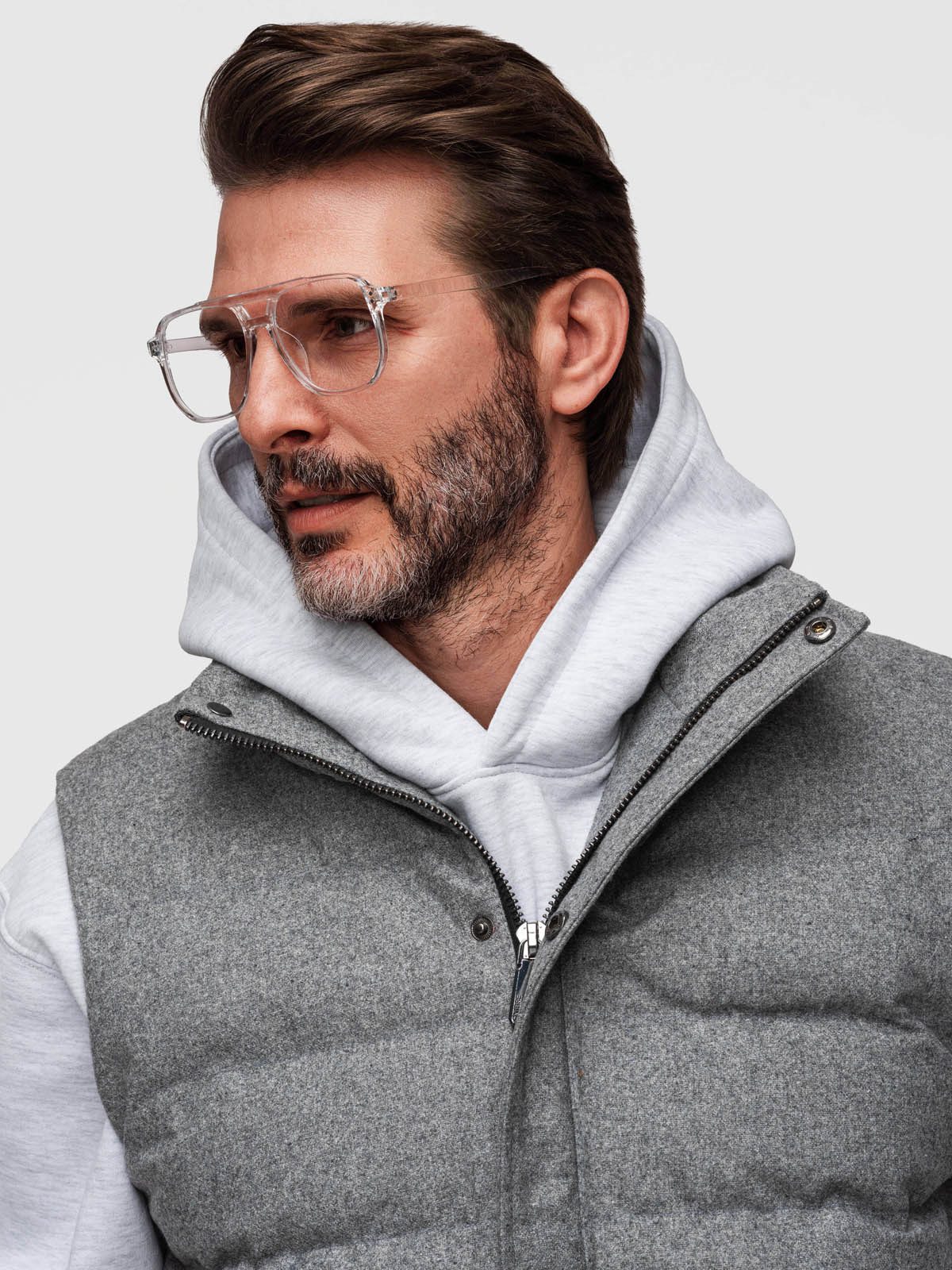 OMBRE Steppweste Herren Steppweste warm mit hohem Kragen Grau S/M (1-tlg)