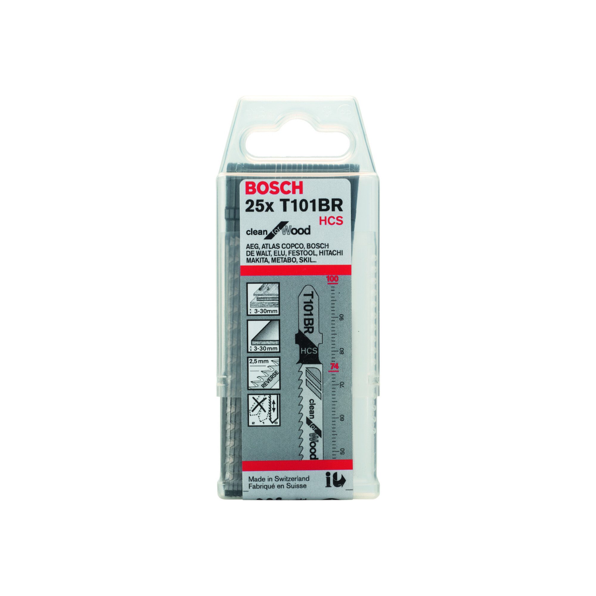 Bosch Professional Stichsäge Bosch Stichsägeblatt T 101 BR VE à 25 Stück Clean for Wood