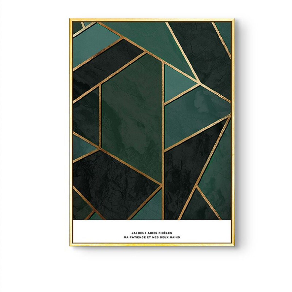 TPFLiving Kunstdruck (OHNE RAHMEN) Poster - Leinwand - Wandbild, Nordic Art - Abstrakte Formen - Bilder Wohnzimmer - (4 Motive in 7 verschiedenen Größen zur Auswahl), Farben: gold, grün, schwarz und weiß - Größe: 21x30cm