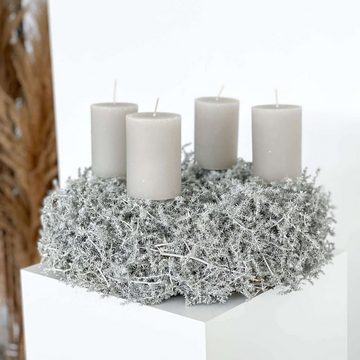 Trockenblume Silberglanz der Jahreszeiten: Adventskranz aus Spargelkraut, LYKKE & You