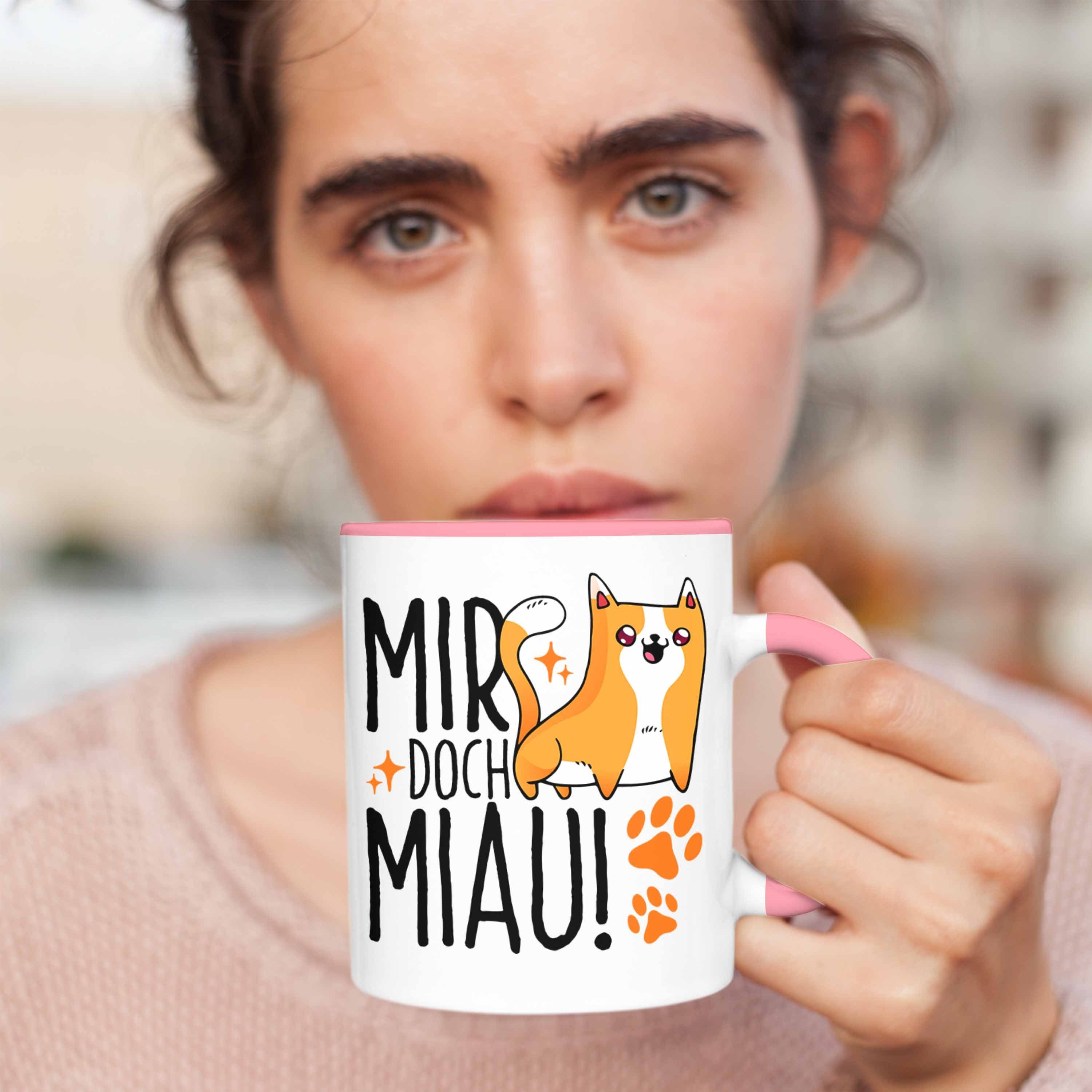 "Mir Doch Trendation für Miau" Lustige Katzen- Tasse Rosa Geschenk Tasse Katzen Geschenkidee