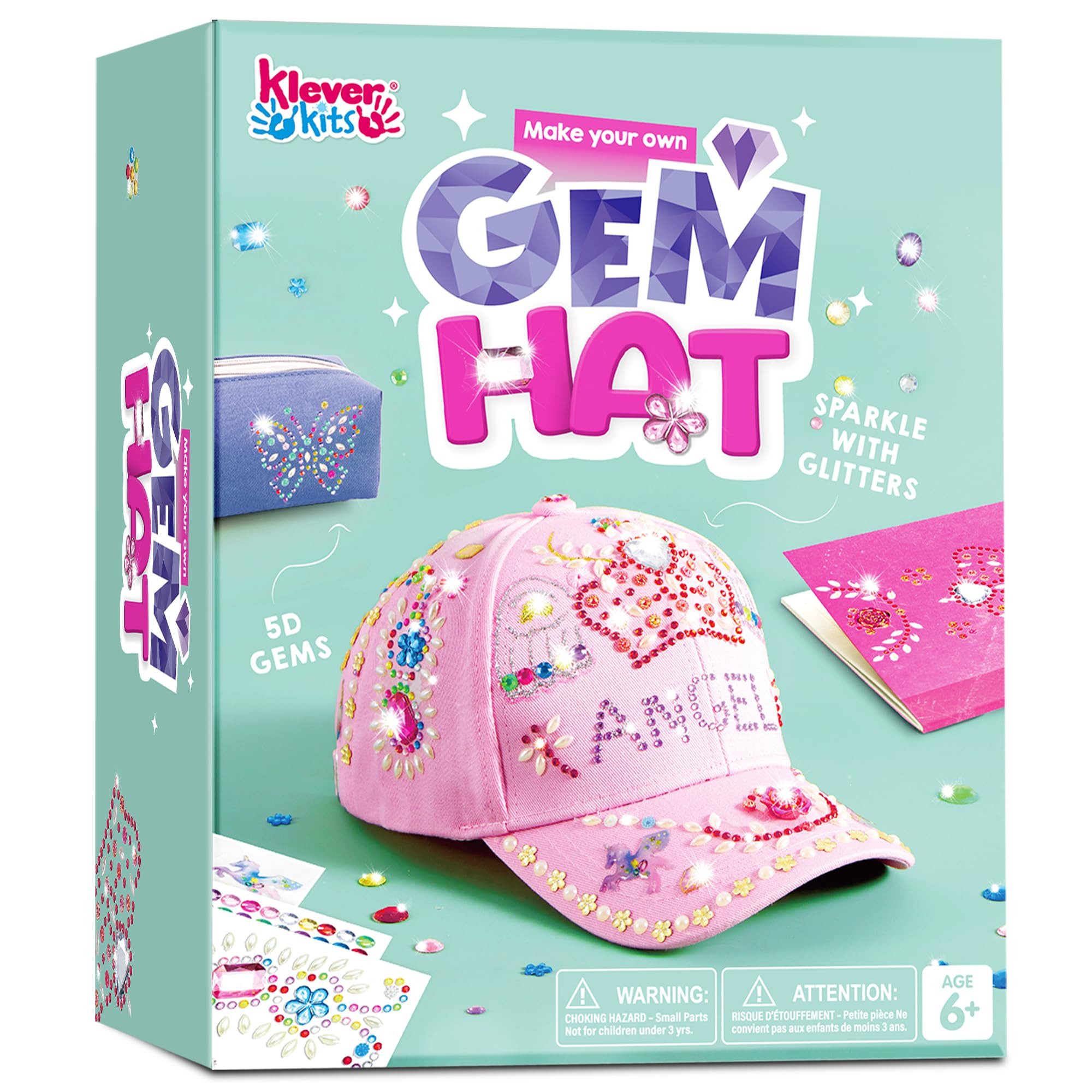 Klever Kits Klever Kits DIY-Baseballcap mit 7 Edelsteinaufklebern,Kreativspielzeug Gymnastik-Kappen