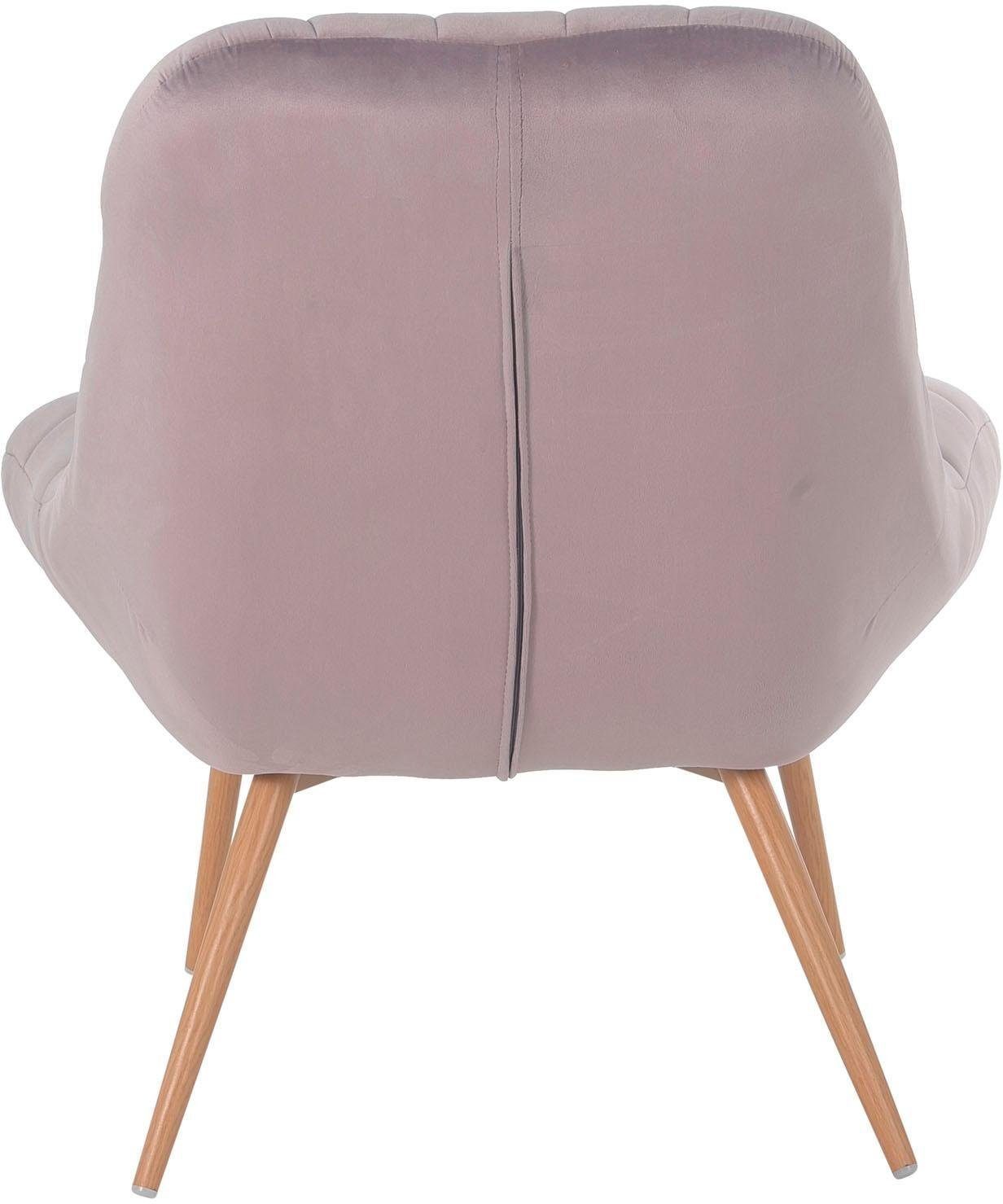 SalesFever Relaxsessel, mit oder mit schwarzen Beinen naturfarbenen rosa/holzfarben XXL-Steppung