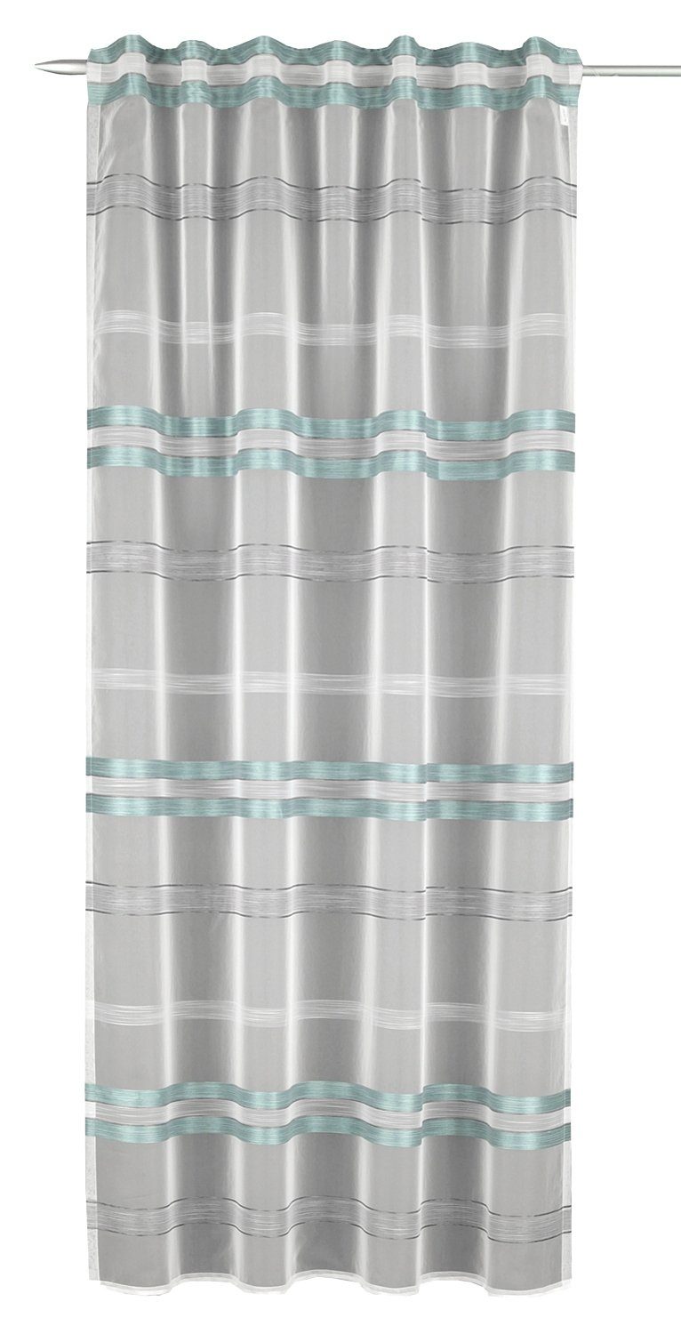 Vorhang Schlaufenvorhang, Grün, B 135 cm, L 245 cm, Albani, verdeckte Schlaufen, halbtransparent