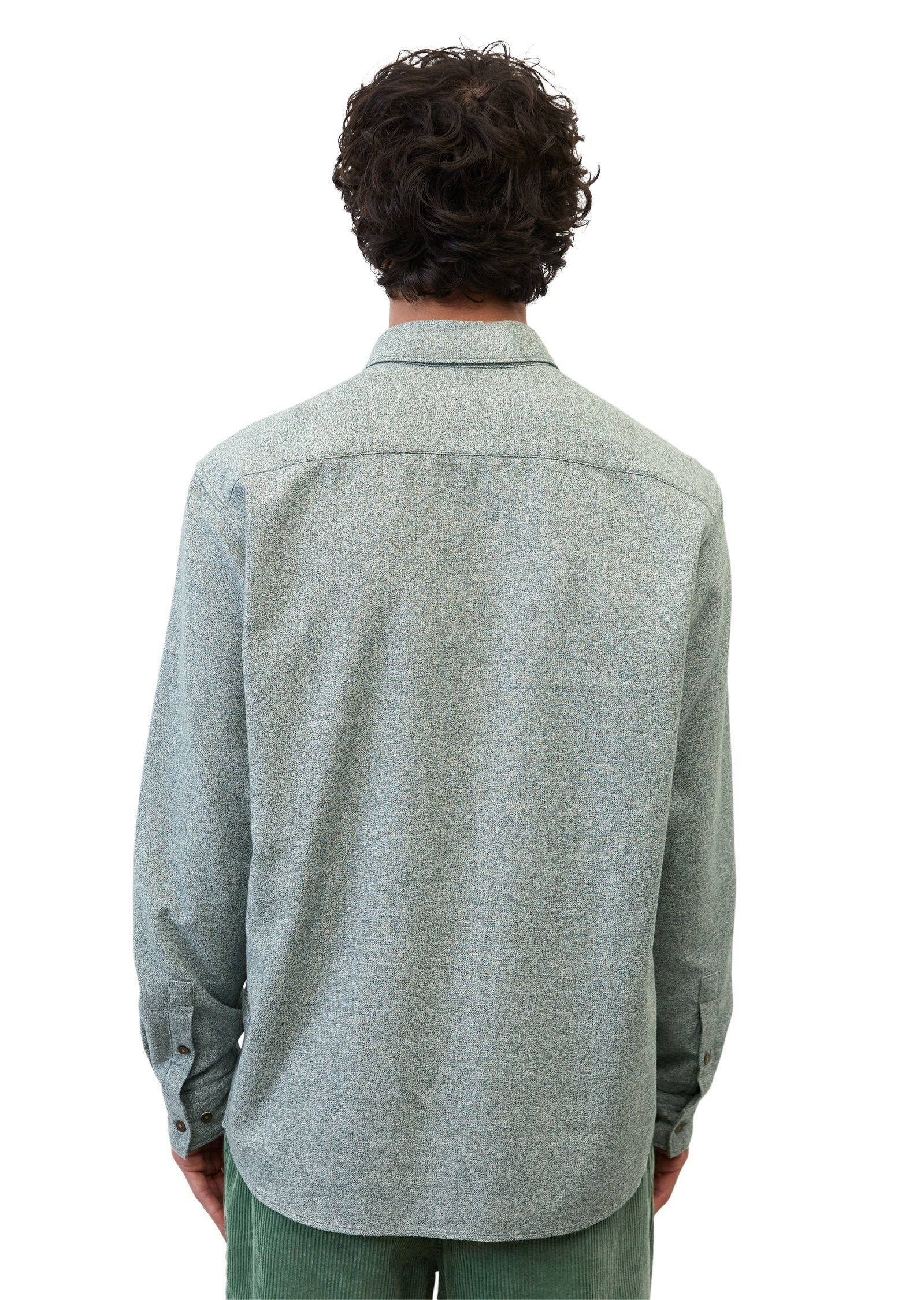 Marc O'Polo Langarmhemd aus reiner grün Bio-Baumwolle