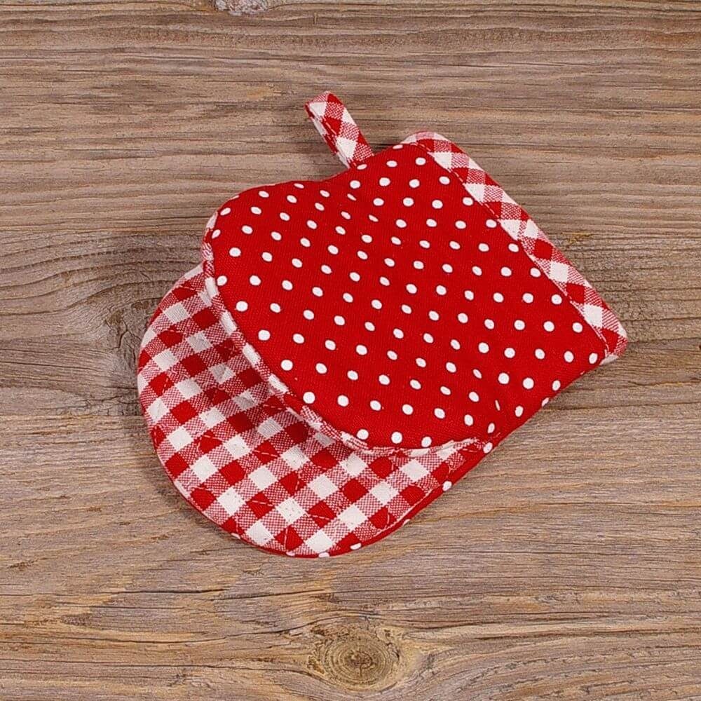 Matches21 Topflappen Herzform Landhausstil - 20x20cm Rot-weiß Kariert