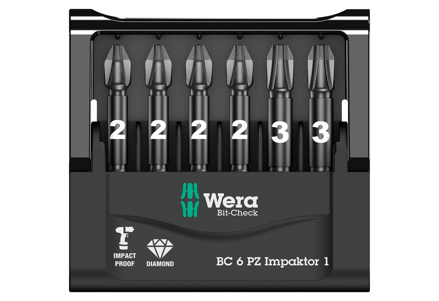 Thumbnail - Wera Bohrer- und Bitset Wera Bit-Check 6 PZ Impaktor 1, 1/4", 6-teilig