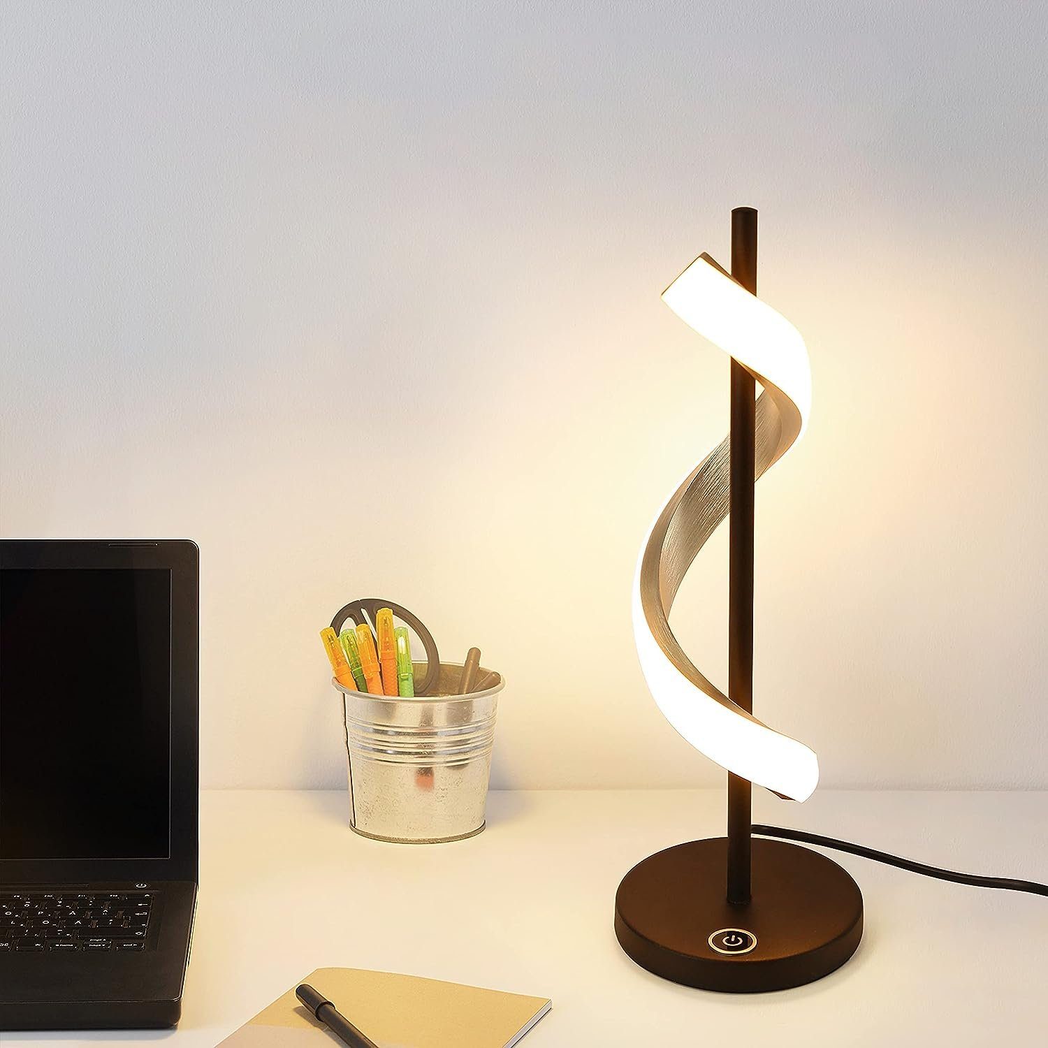 Nettlife LED Schreibtischlampe Modern Kabel Meter, wellenförmigem Design LED Nachtlicht 2,1 fest mit Dimmbar Warmweiß, integriert