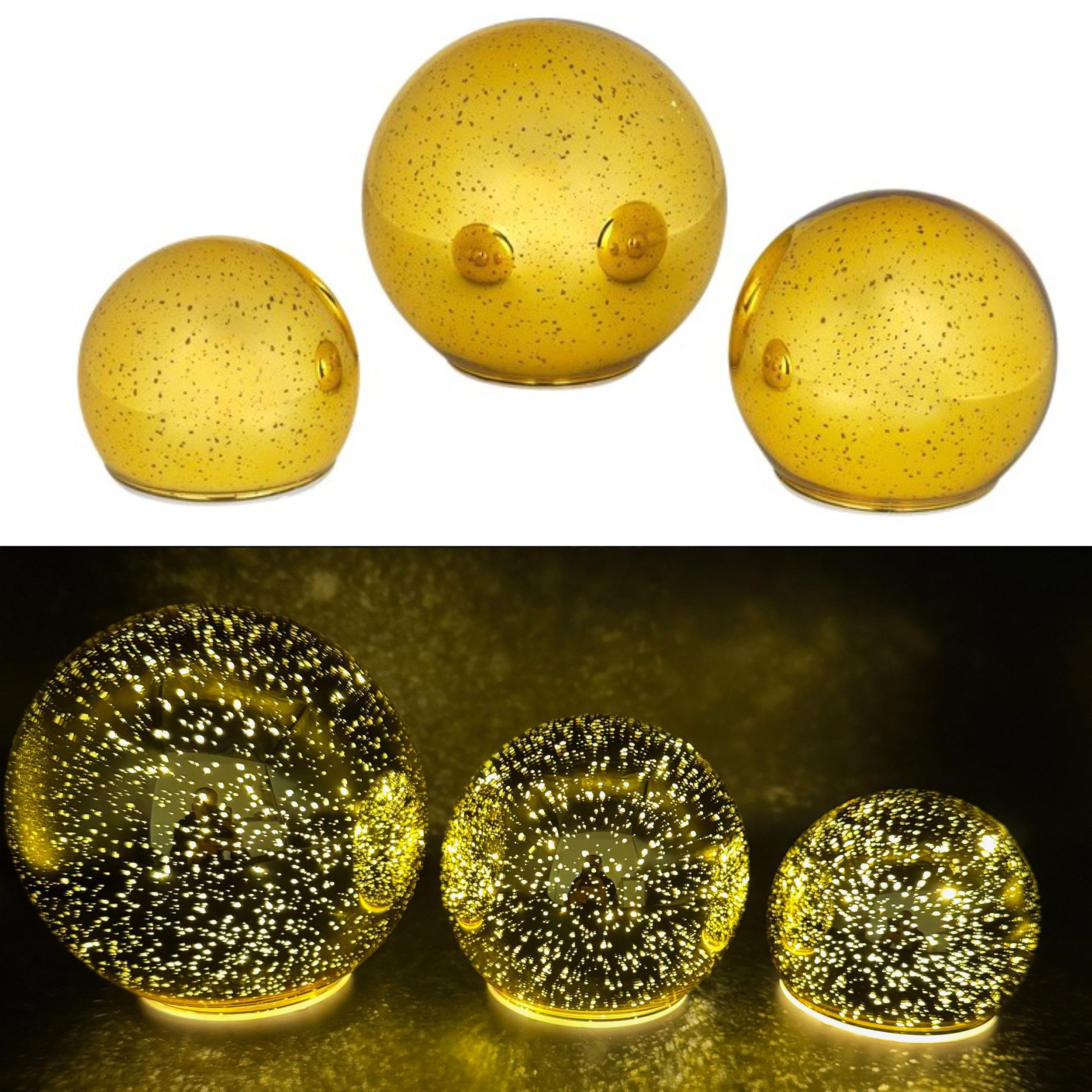 Online-Fuchs LED Dekolicht - 3er Set Glaskugeln mit LED-Lichterkette & Time günstig online kaufen