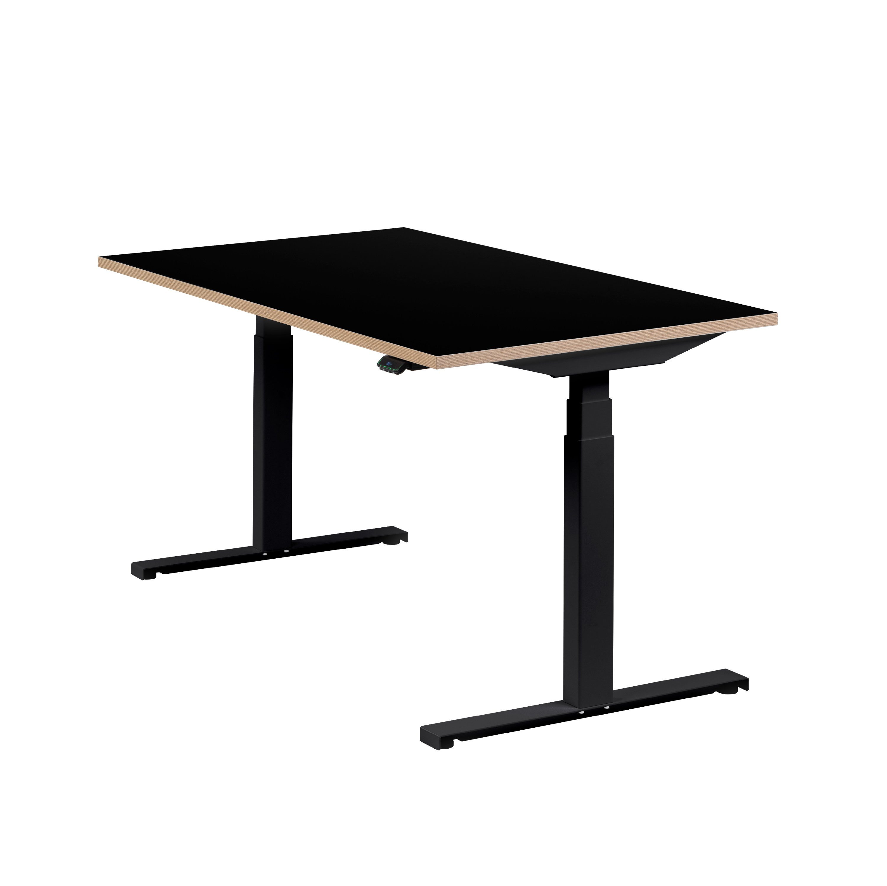 boho office® Schreibtisch Easydesk, Schwarz elektrisch höhenverstellbar Tischplatte Schwarz 140 x 80 cm Schwarz | Schwarz