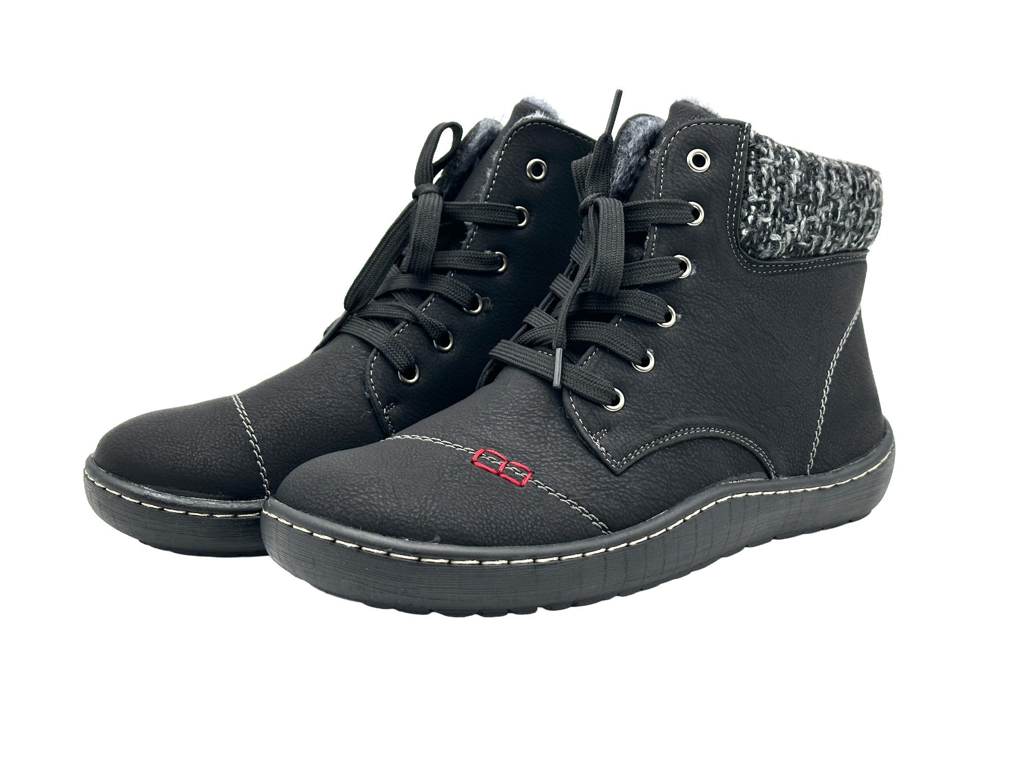 Nowaland Bequeme Damen Winterstiefeletten mit Reißverschluss Winterstiefelette Dekorative Schnürung, wärmendes Innenfutter und flexible Laufsohle