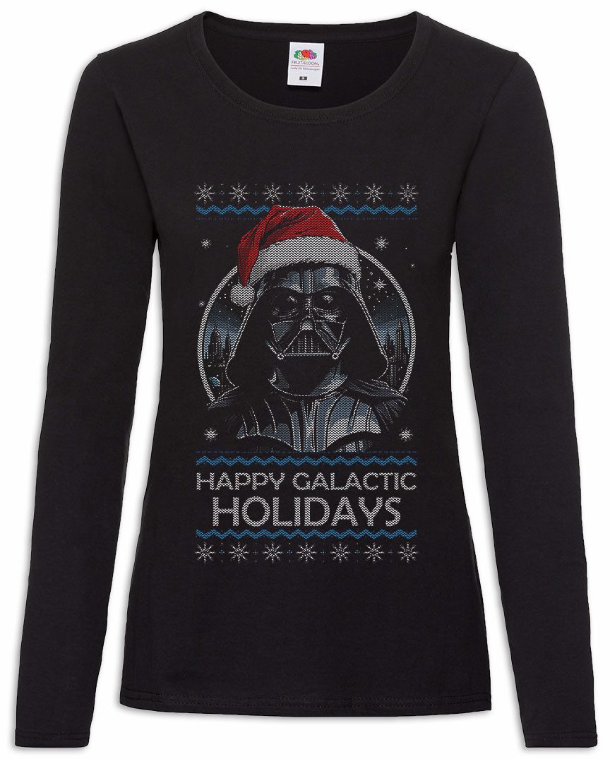 Langarmshirt Happy X-Mas Holidays II Damen Langarmshirt Wars Force Vader Merry Holy