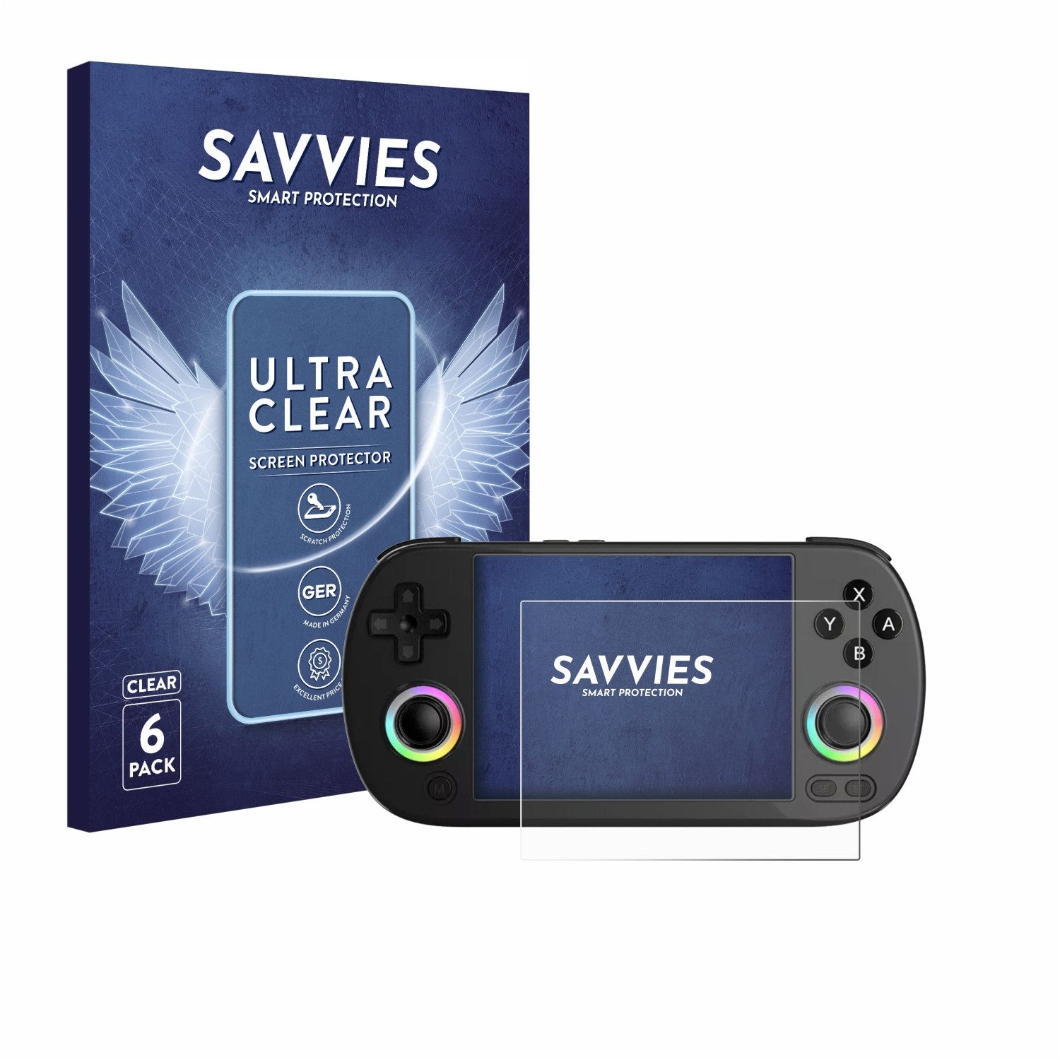 Savvies Displayschutzfolie Schutzfolie für Anbernic RG40XX H, 6 Stück, Displayschutz Schutz Folie Klar Transparent