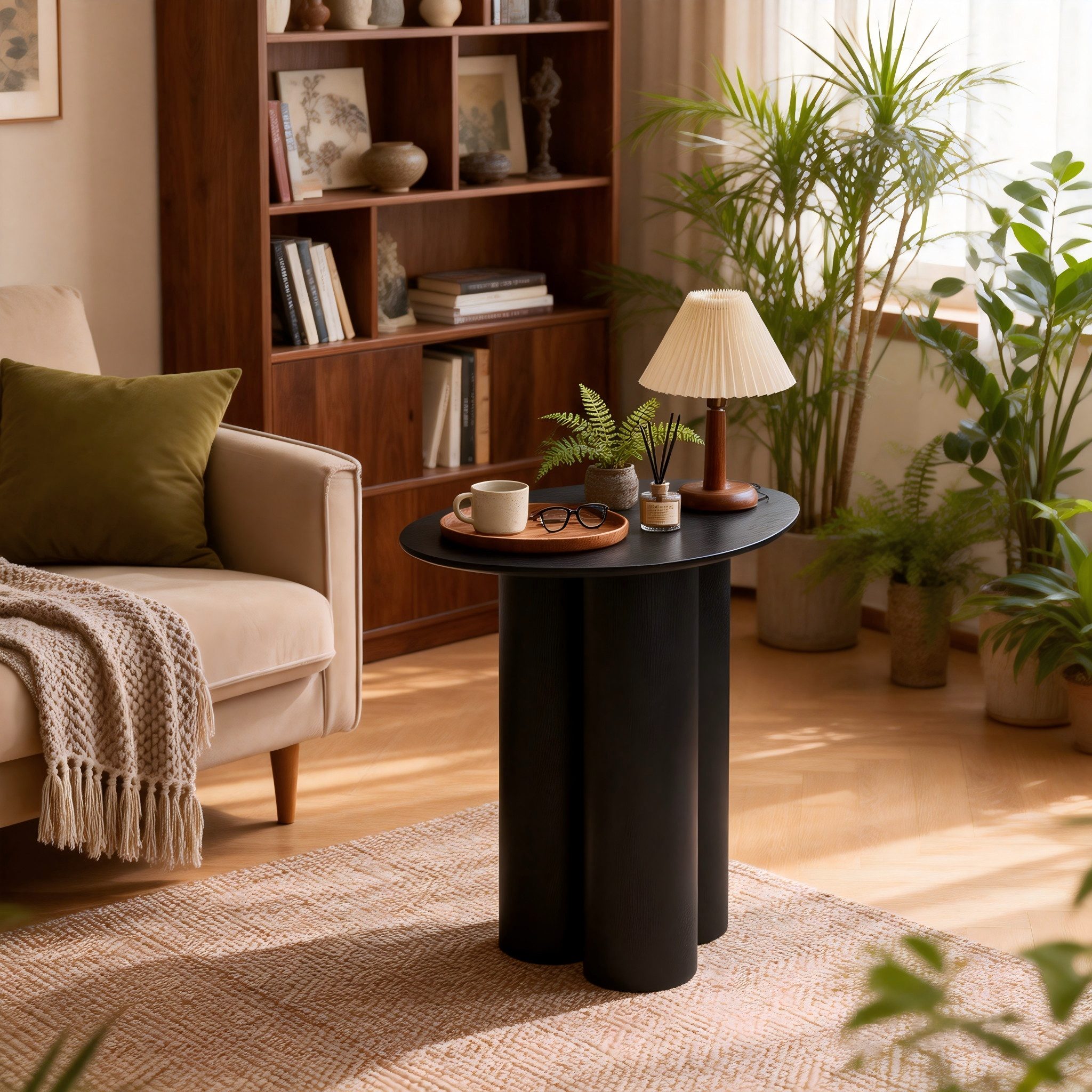 WILLIAMSPACE Beistelltisch Moderner Beistelltisch, Freiformplatte Holzfurnier, asymmetrisch