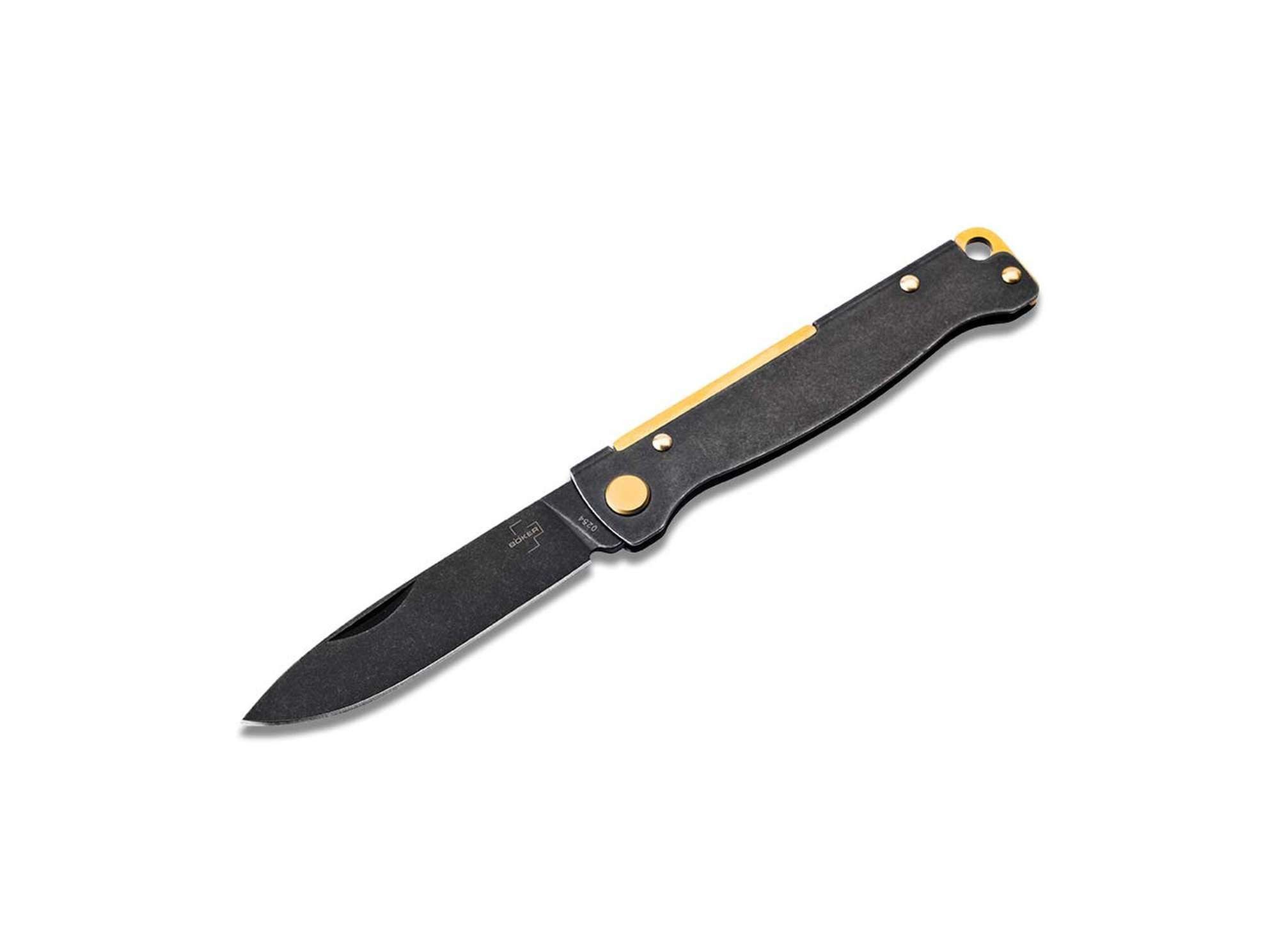 Böker Plus Taschenmesser Böker Plus Atlas Black Stonewash Brass