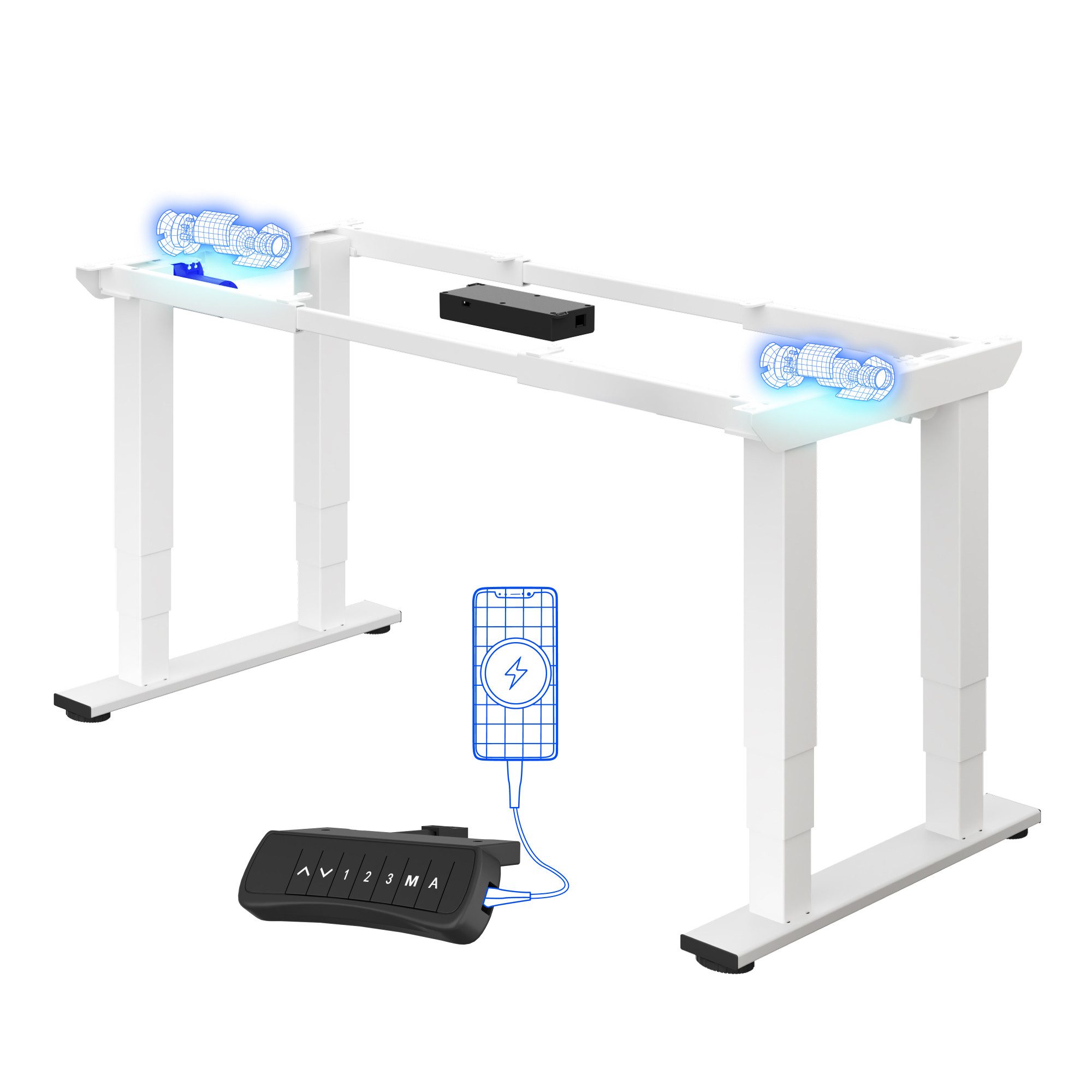 FLEXISPOT Schreibtisch Höhenverstellbarer Schreibtischgestell mit 4-Beinen (Dual-Motor, 66-131 cm höhenverstellbar, belastbar bis 250KG, USB-Anschluss und Kollisionsschutz), ideal für Büro, Homeoffice & als Esstisch nutzbar