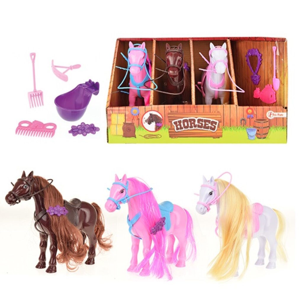 Toi-Toys Spielfigur HORSES - Pferdestall mit Pferd - Pflegeset