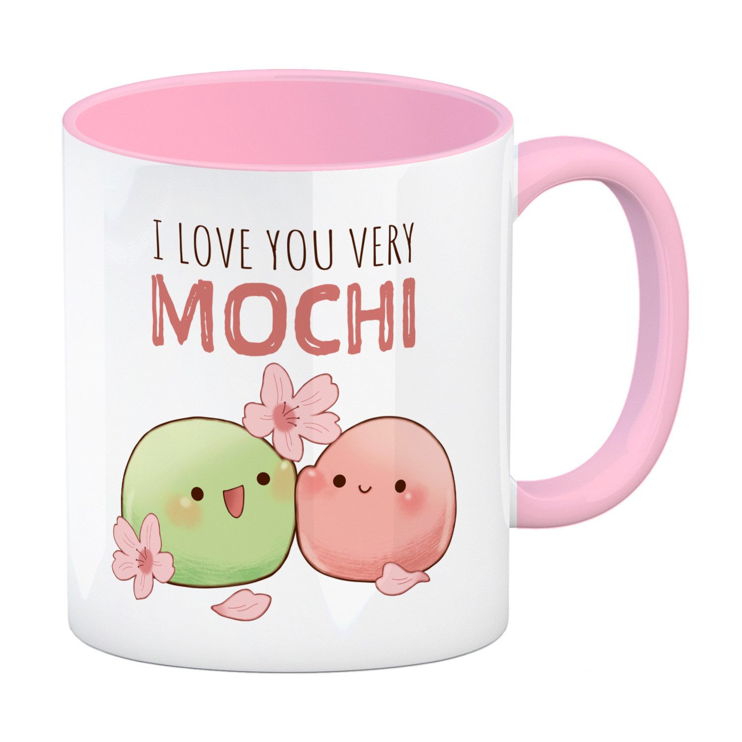 speecheese Tasse Mochi Paar Kaffeebecher in rosa mit Spruch I love you very Mochi