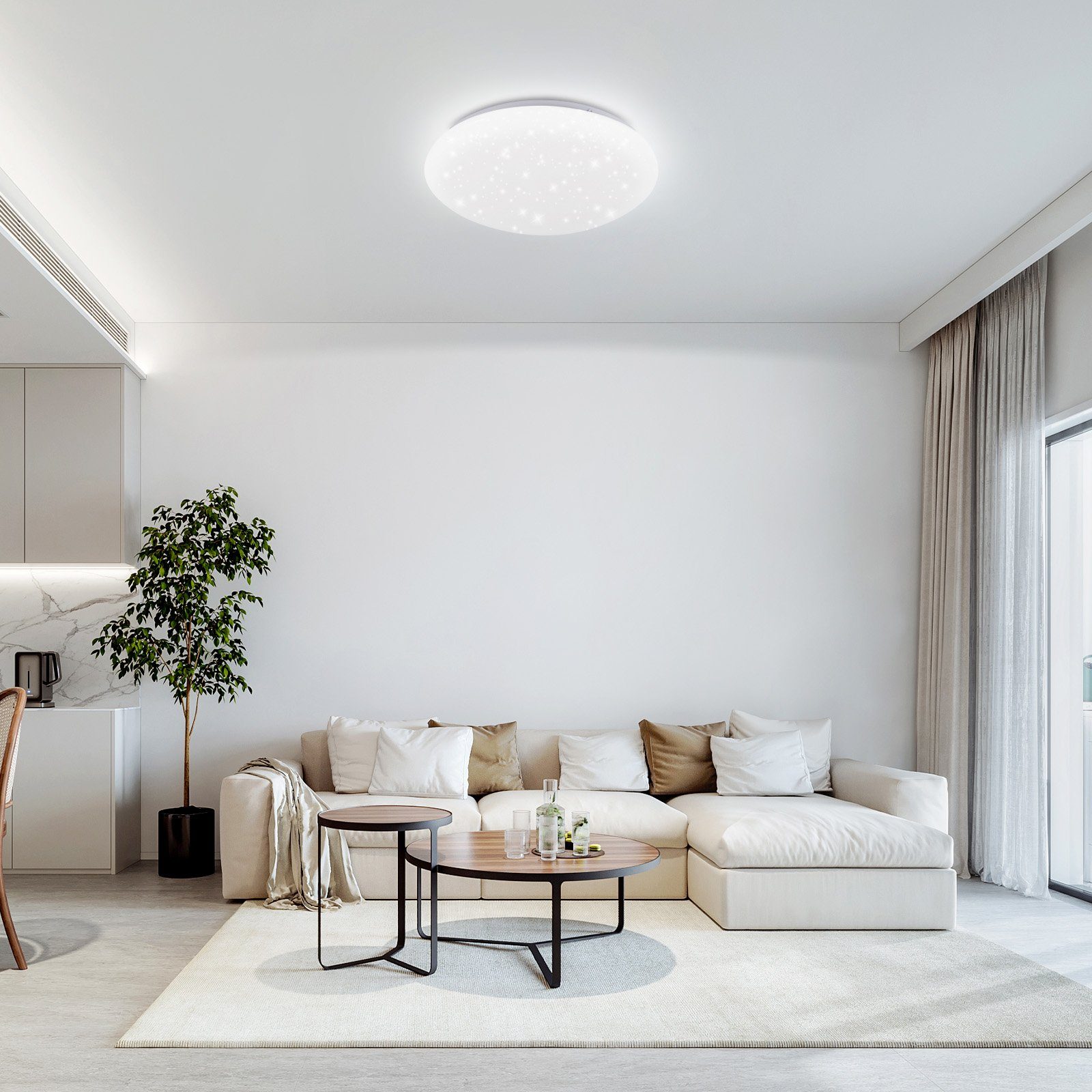 ZMH LED Deckenleuchte Ø25cm Schlafzimmerlampe Sternenhimmel 12W Schlafzimmer, Nicht dimmbar, LED fest integriert, 6000k, Rund Kinderzimmerlampe für Küche Büro – Bild 2 von 5