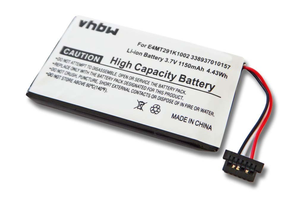 vhbw kompatibel mit Mitac Mio Moov C320, 380 Akku Li-Polymer 1150 mAh (3,7 V)