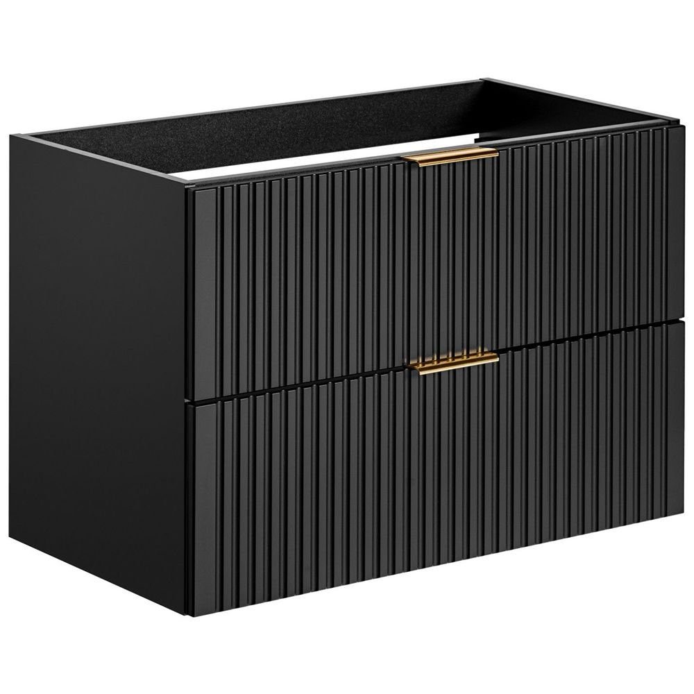 Lomadox Waschbeckenschrank ADELAIDE-56-BLACK schwarz 2 Softclose-Auszüge 80/57/46 cm