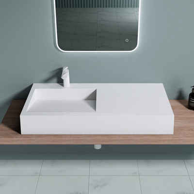 doporro Aufsatzwaschbecken »doporro Design Aufsatzwaschbecken Hängewaschbecken Colossum11 in weiß aus Gussmarmor«