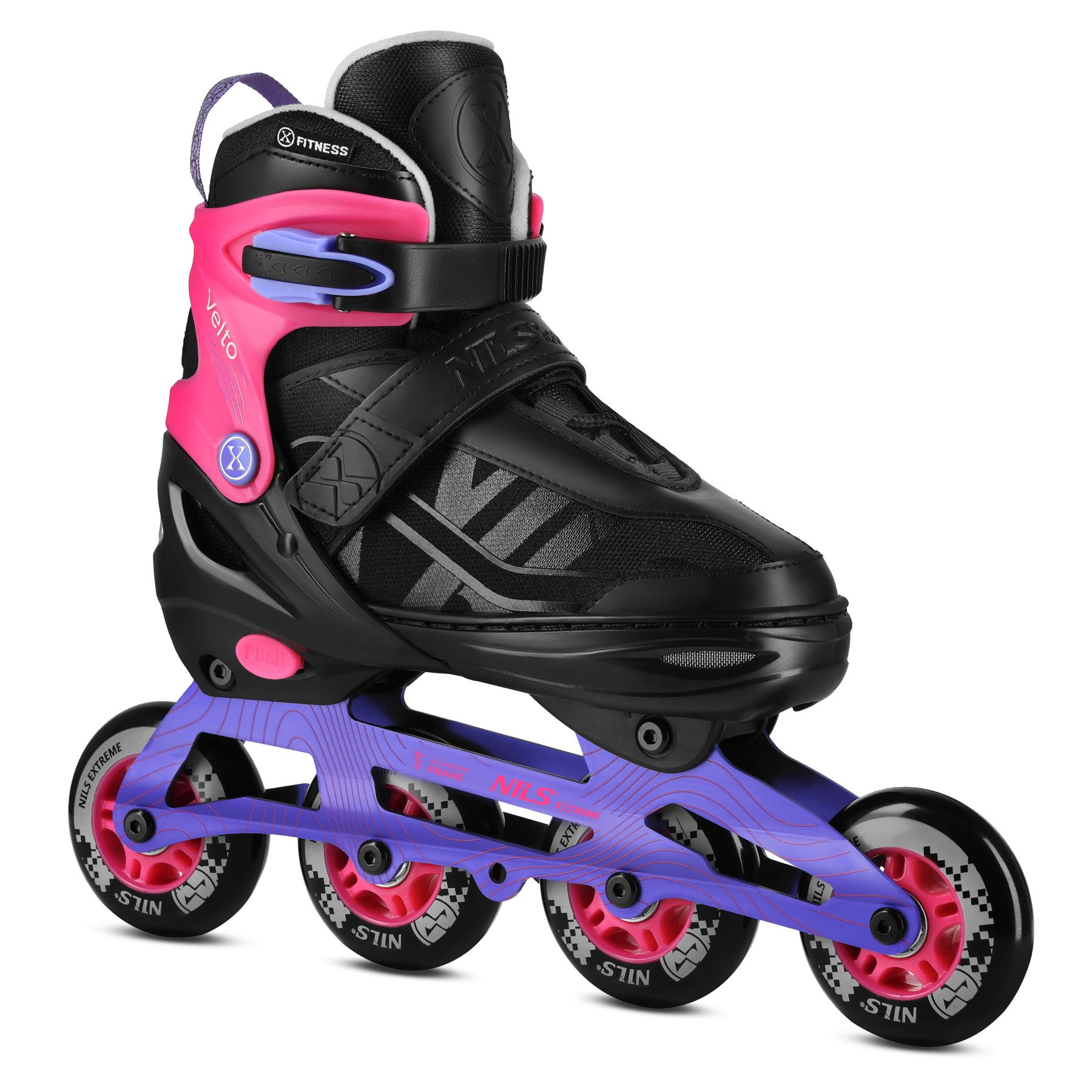 NILS EXTREME Inlineskates Kinderinliner Rollschuhe Speedskates, (Spar-Set, 2-St., 35-38), verstellbar per Knopfdruck, Aluschiene, ABEC 7