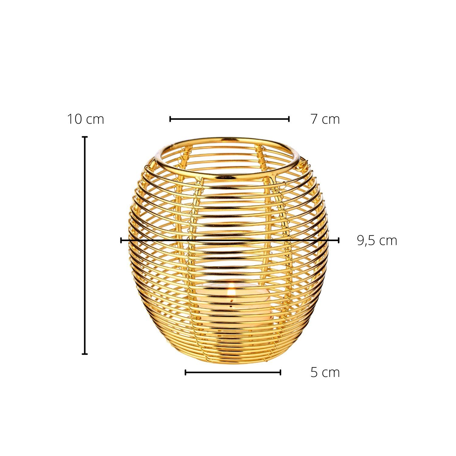 EDZARD Windlicht Susi (2er, Set), mit im cm Kerzenhalter Ø Messing cm, aus 9,5 Kerzenhalter-Set vernickeltem Höhe moderenen Design, 10 Gold-Optik