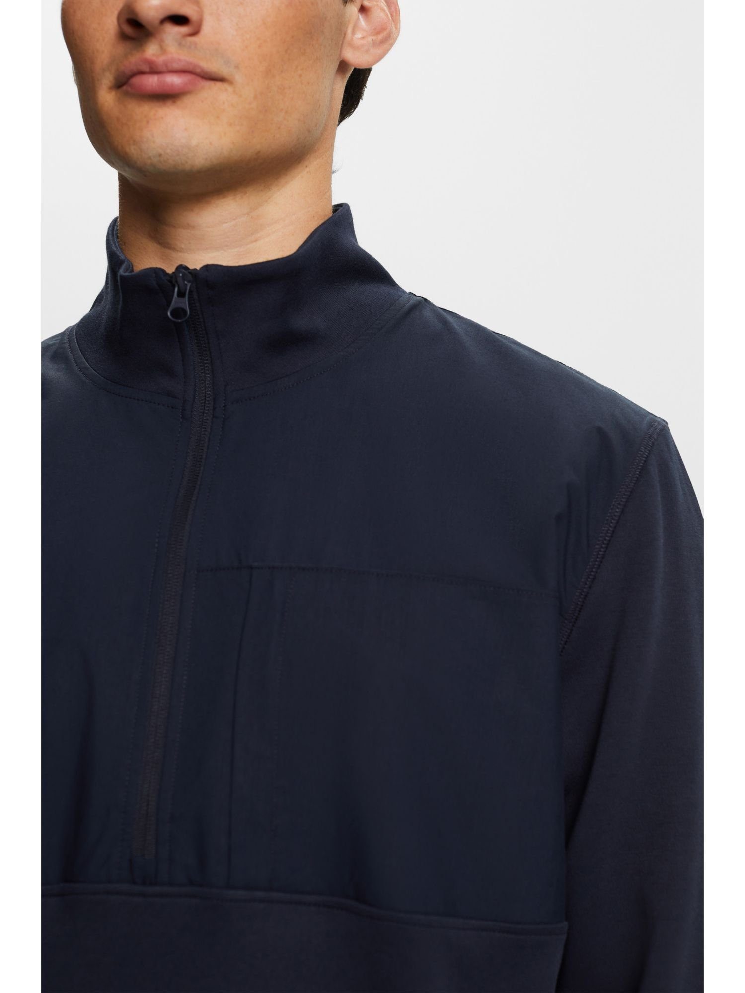 Esprit (1-tlg) Sweatshirt aus Troyer-Sweatshirt Materialmix NAVY