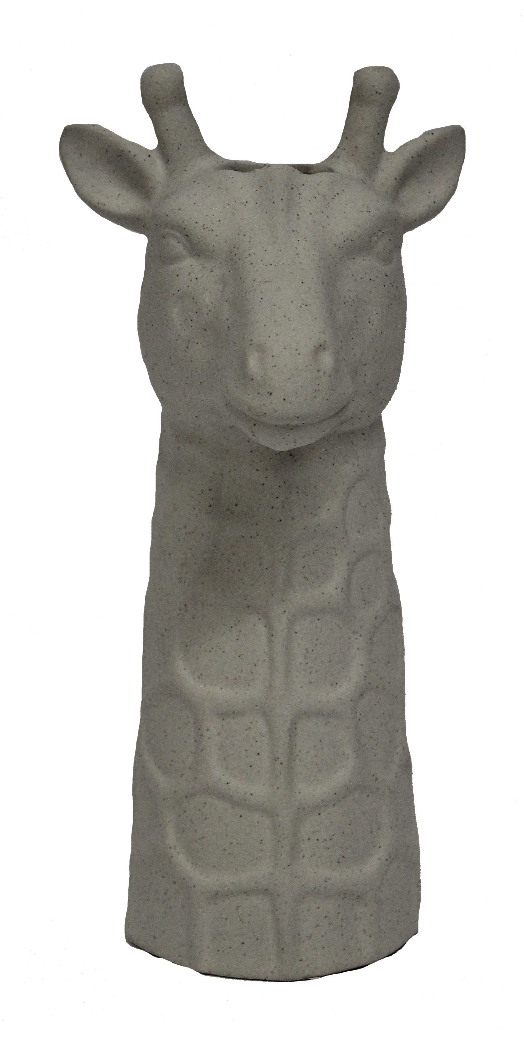Wurm Dekovase Vase Giraffen-Kopf aus Keramik - weiß, Sand-Finish-Optik B14xH26xT12cm