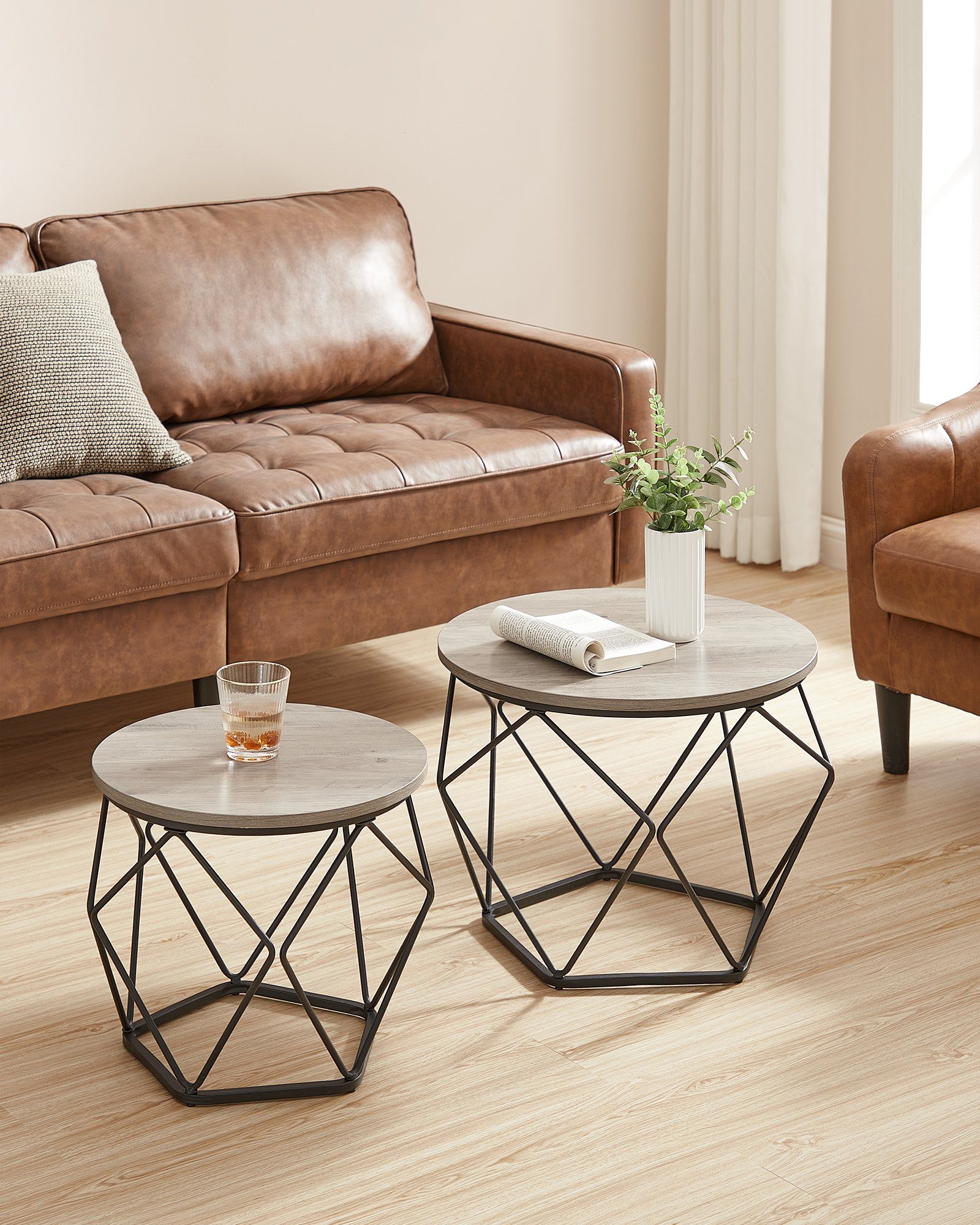 VASAGLE Couchtisch (2er Set), Beistelltisch, abnehmbare günstig online kaufen