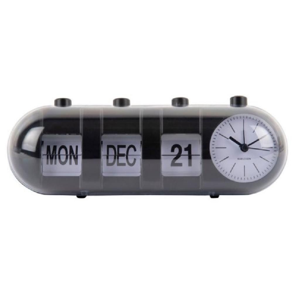 Karlsson Uhr Wecker Retro Tube Calendar Flip Schwarz