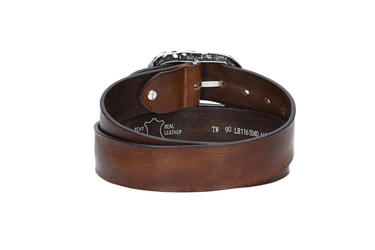 Leder Bazlen Ledergürtel in Cognac 40mm mit Schmuck-Vollschließe (LB1161B40K-660, 1-St) sehr weiches Vollrindleder