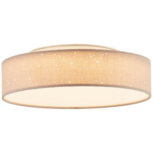 Brilliant LED Deckenleuchte Baska, mehrere Helligkeitsstufen, LED wechselbar,  Warmweiß, Ø 38 cm, Stoffschirm Sternenhimmel-Optik, 3-Stufen-dimmbar, taupe